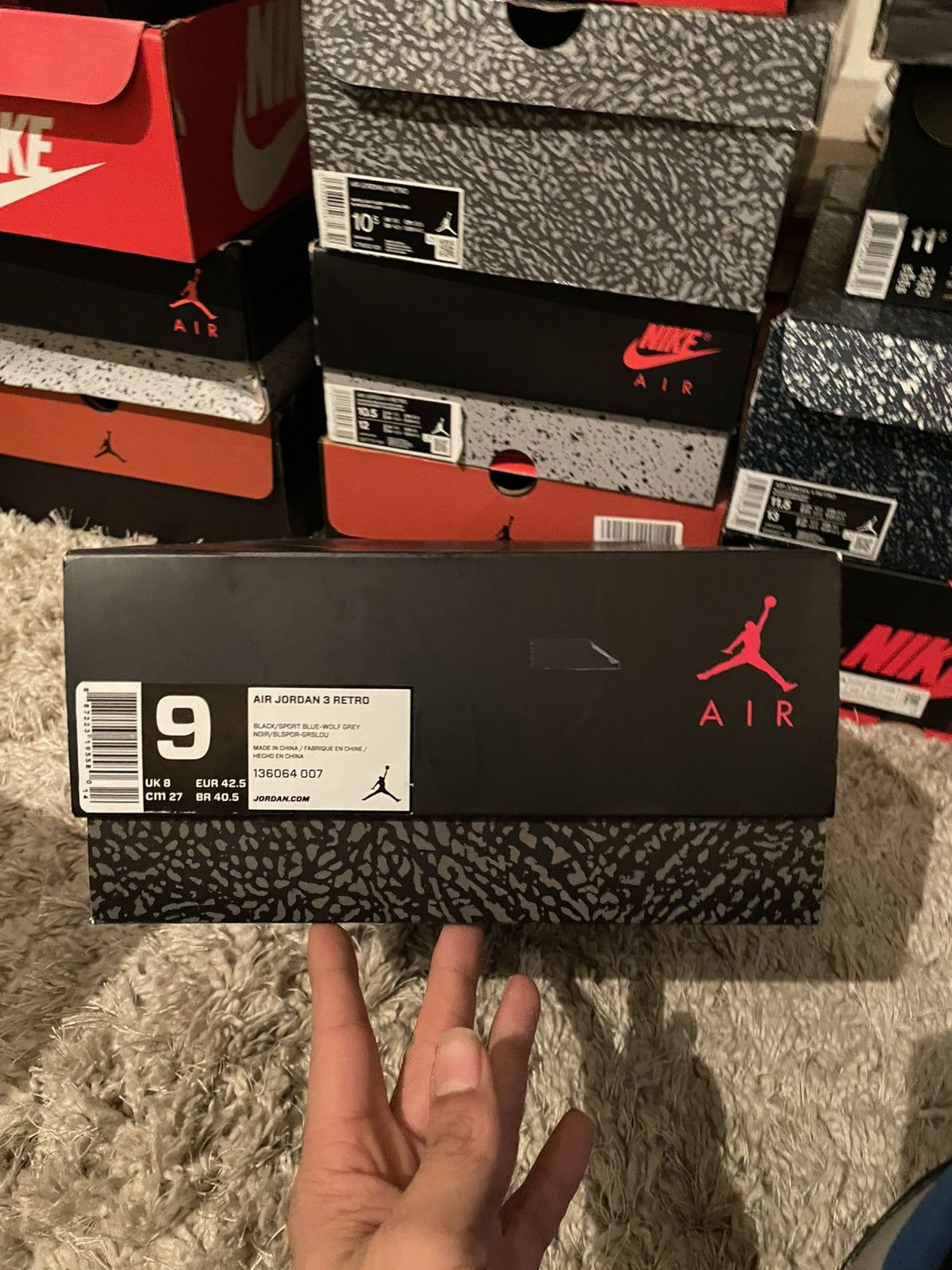 Jordan Brand Jordan 3 Black Sport Blue Size US 9 / EU 42 - 12 Thumbnail