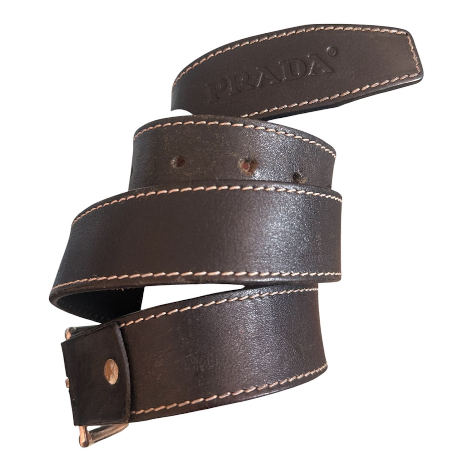 Prada Prada Vintage Leather Belt Embossed leather Size 32 US Size 32 - 2 Thumbnail