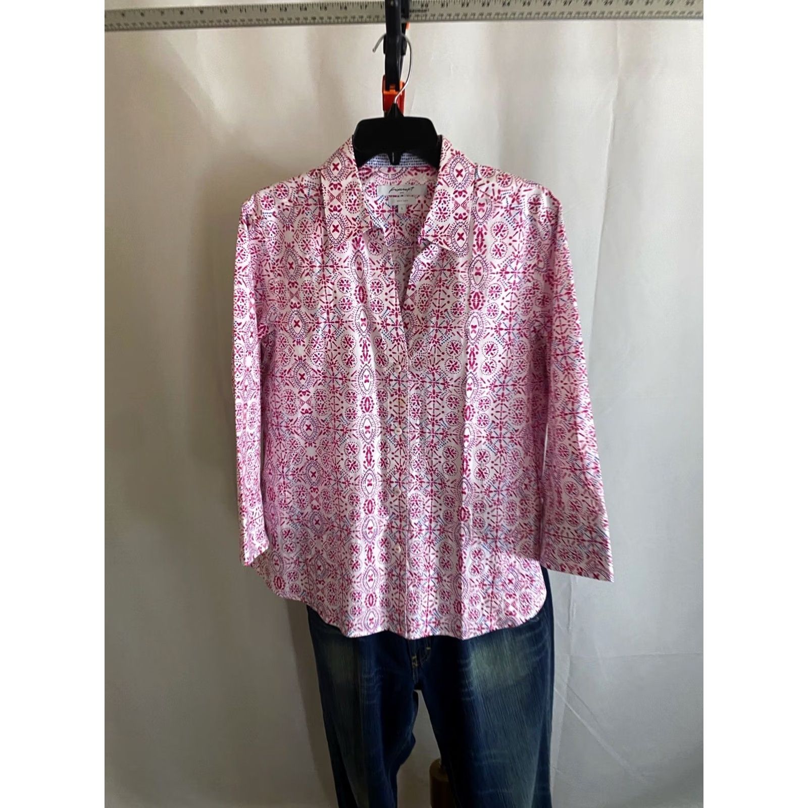 Vintage FoxCroft NYC Pink Artwork LONG SLEEVE SHIRT Large L WOMENS Size L / US 10 / IT 46 - 3 Thumbnail