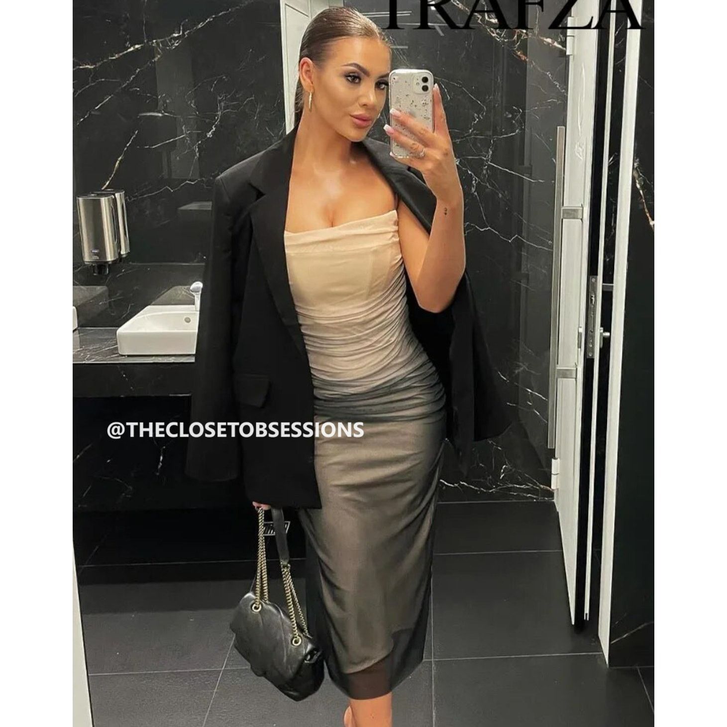 Zara ZARA Gradient Ruched Fitted Midi Dress NWT Size L / US 10 / IT 46 - 13 Thumbnail