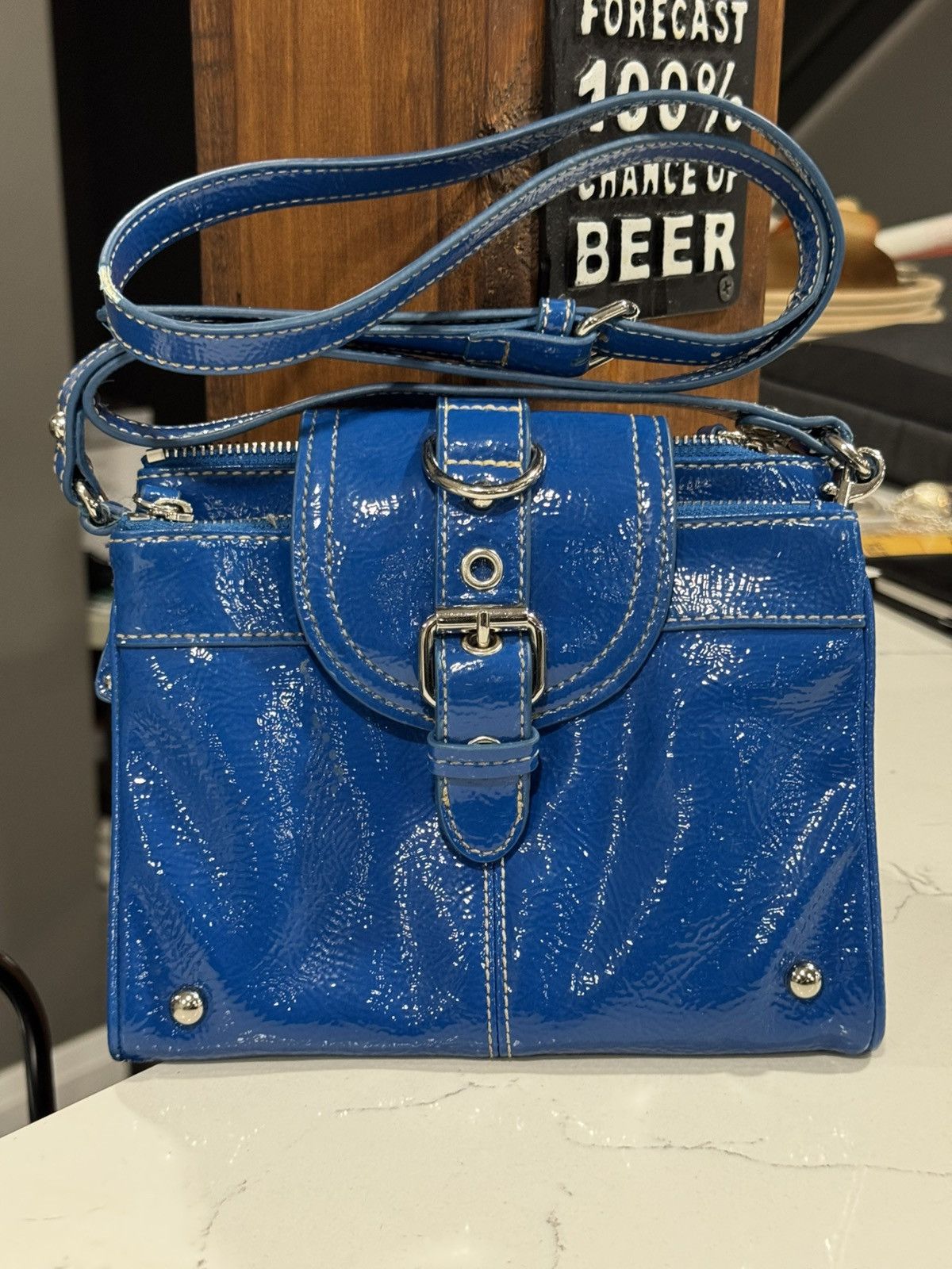 Nine West Y2K Aesthetic Nine West Glossy Cobalt Blue Crossbody Size ONE SIZE - 2 Thumbnail