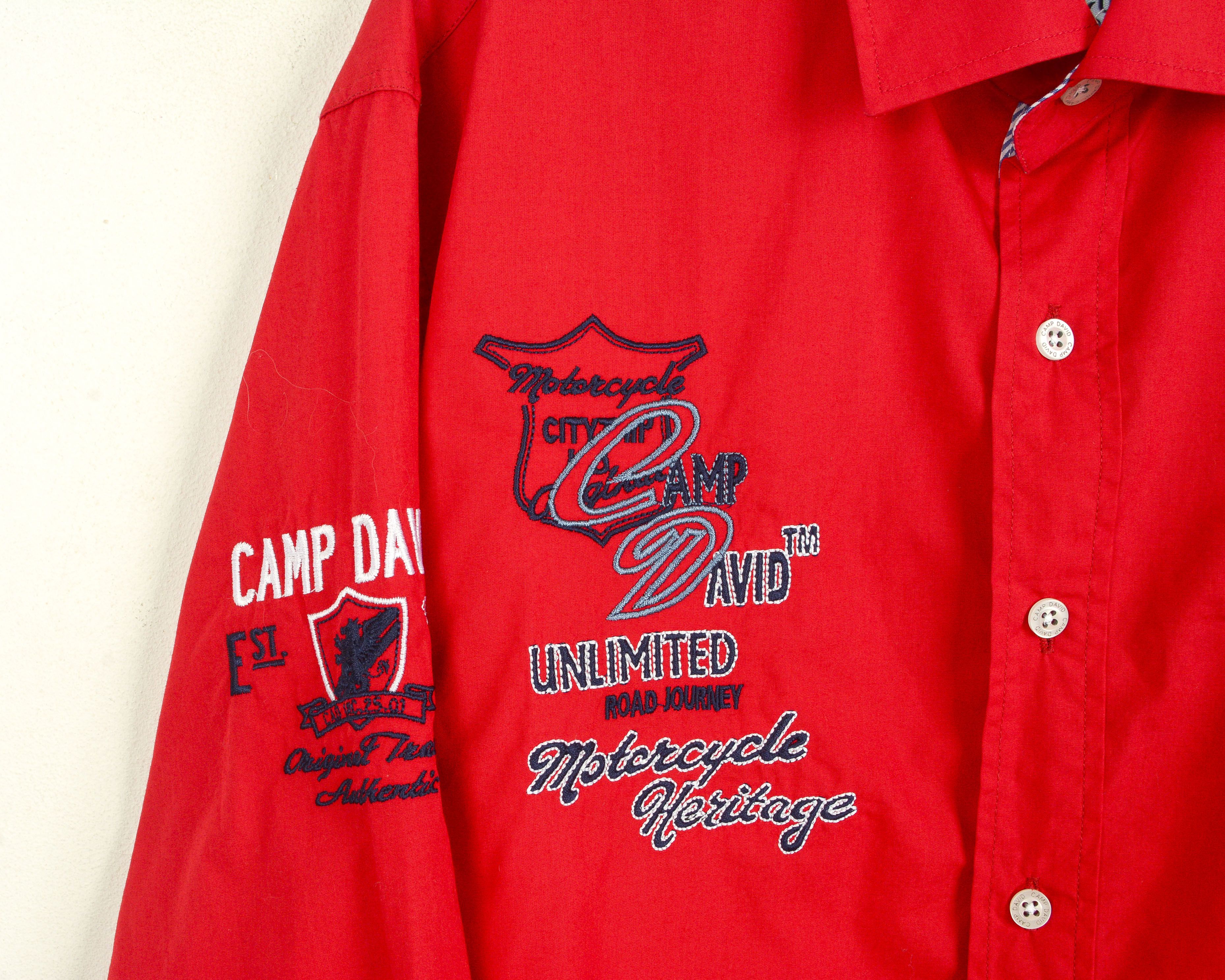 Camp David Casual Shirt Muscle Fit Men M Red Button Up Dress Formal Size US M / EU 48-50 / 2 - 3 Thumbnail