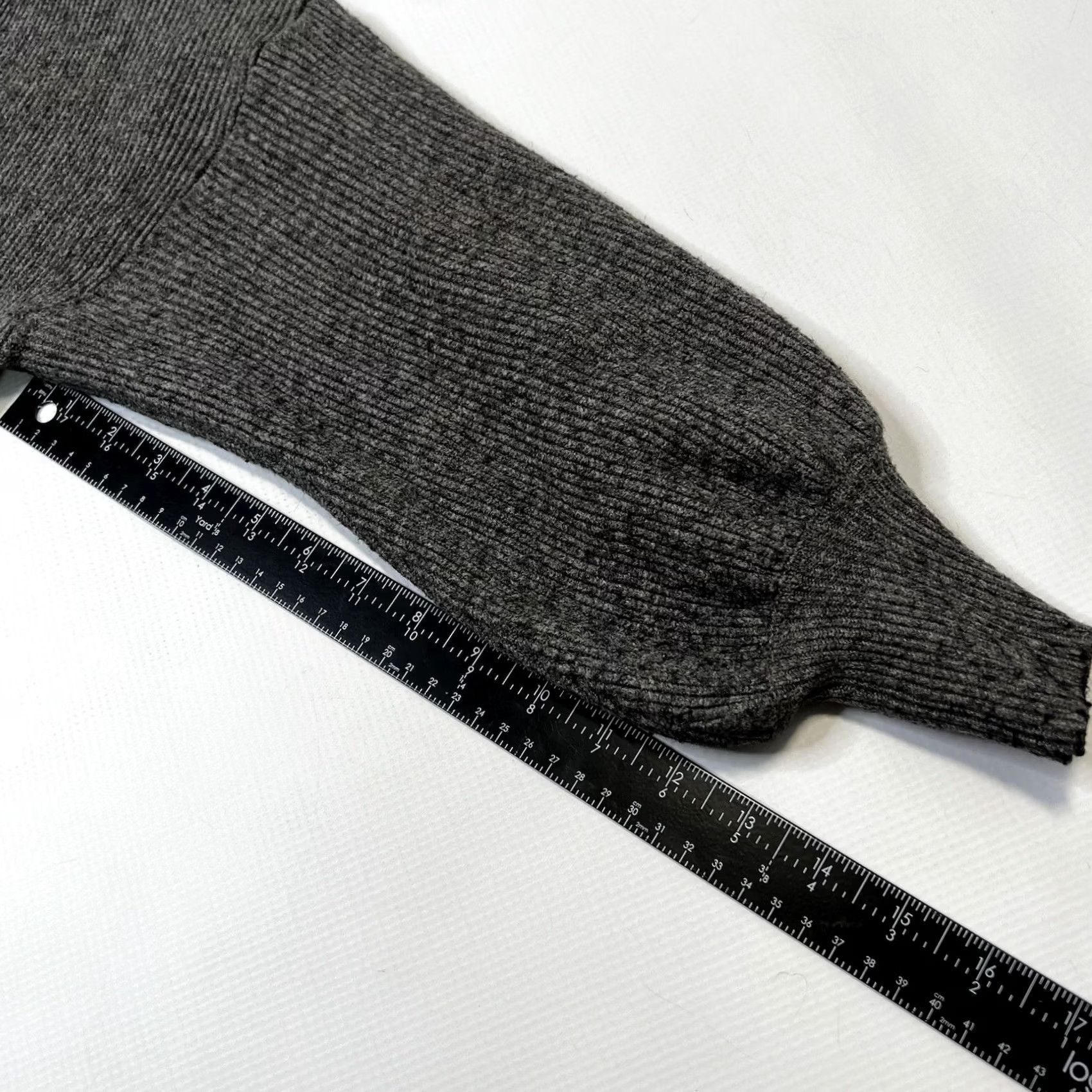 Vintage DREAMERS Debut Cardigan Womens Large Gray Open Front Balloon Sleeve Sweater Size L / US 10 / IT 46 - 8 Thumbnail