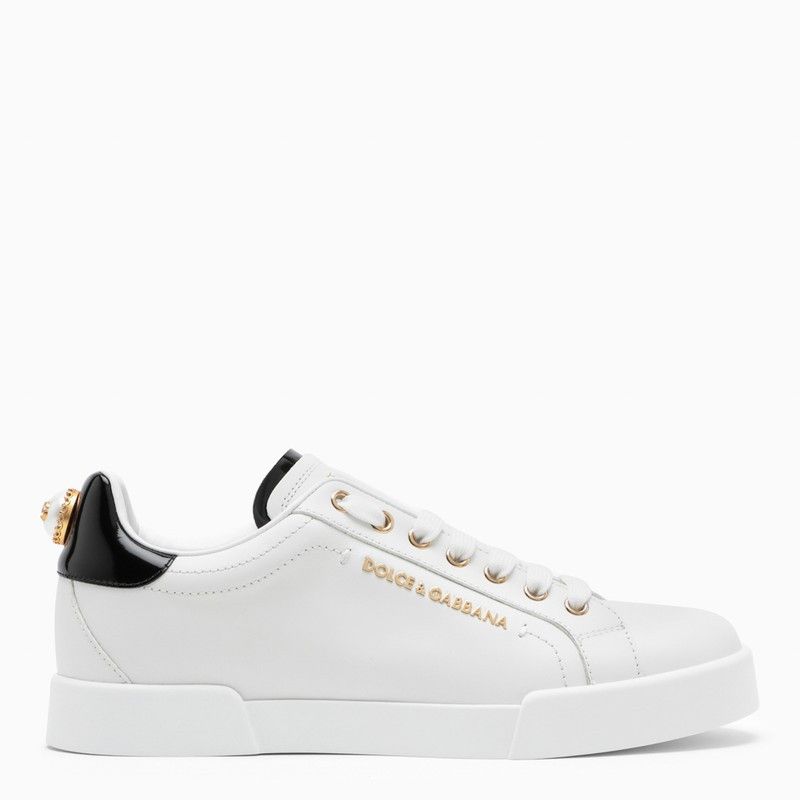 image of Dolce Gabbana Dolce&gabbana White And Gold Low Sneakers, Women's (Size 9)