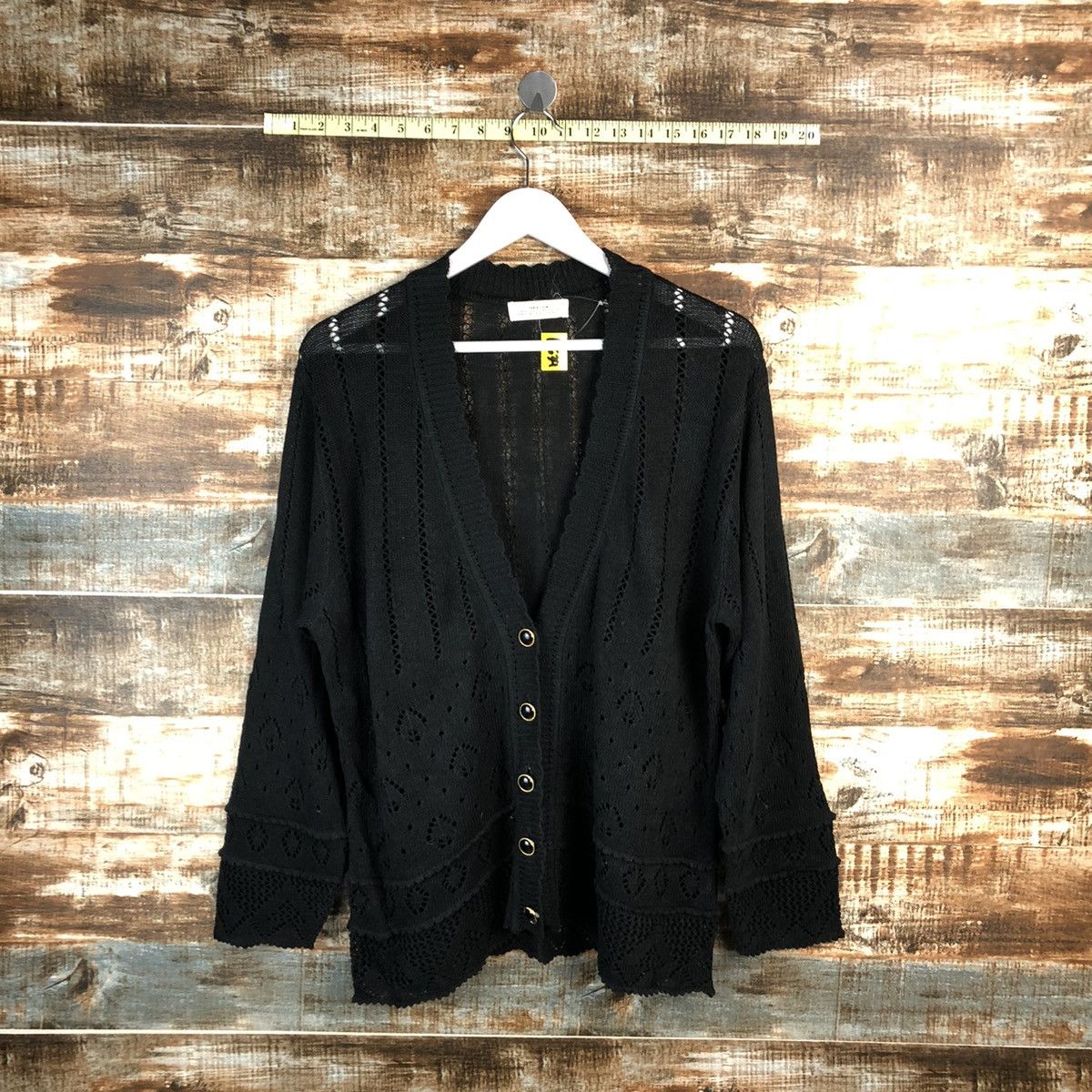 Homespun Knitwear × Japanese Brand Japanese Brand Black crochet Cardigan Knitwear #A1539 Size M / US 6-8 / IT 42-44 - 1 Thumbnail