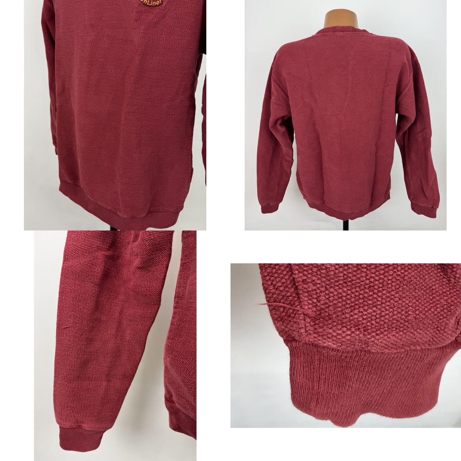 Lands' End VINTAGE Lands' End Pique Knit Sweatshirt Mens M Red Embroidered 90s Retro Classic Pullover Shirt Men Size US M / EU 48-50 / 2 - 8 Thumbnail