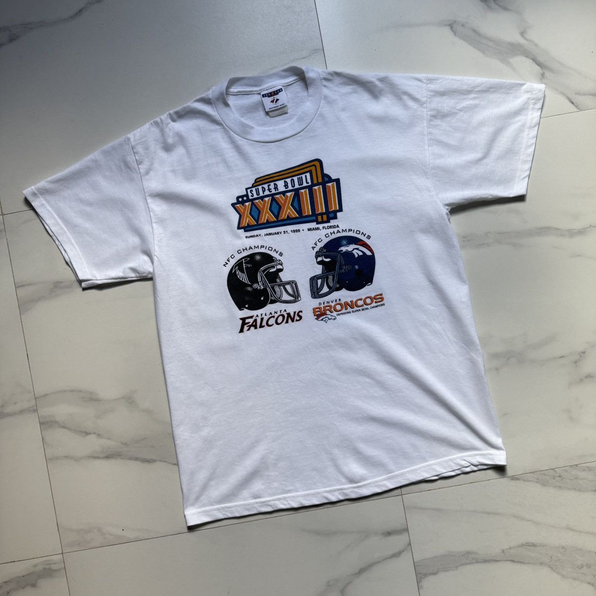 Jerzees Vintage SB XXXIII Falcons VS Broncos Tee Size US L / EU 52-54 / 3 - 3 Thumbnail