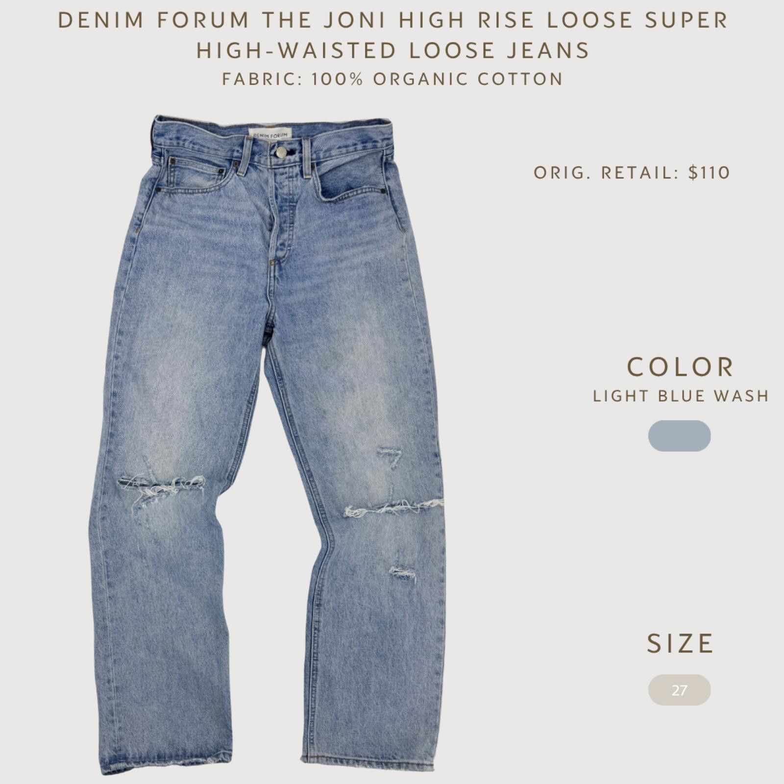 Other Aritzia Denim Forum Joni High Rise Loose Jeans Light Wash 27 Size 27" / US 4 / IT 40 - 2 Thumbnail