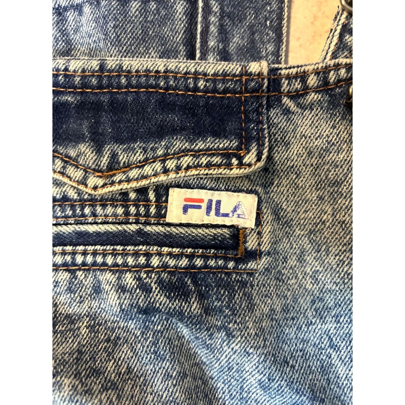 Fila VINTAGE FILA Overalls Womens 29 Blue Acid Wash Denim Royal Relaxed 90s Denim One-Piece Casual Women Size 29 Belt Loops Pockets Zip Front Sailors Size 29" - 3 Thumbnail