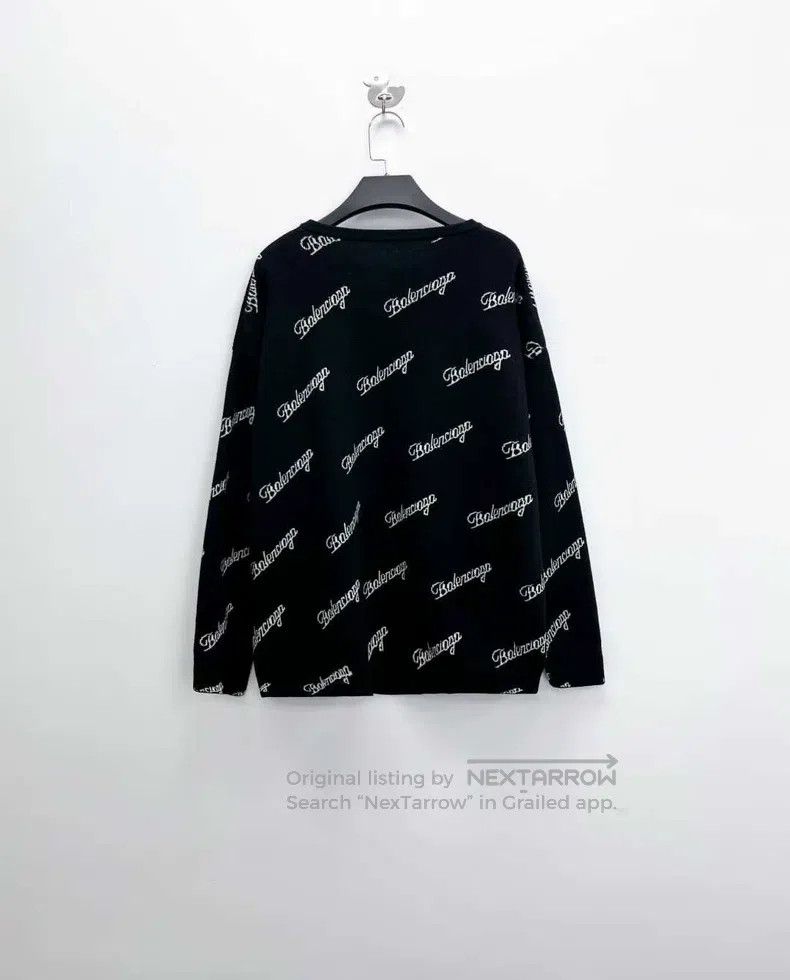 Balenciaga Balenciaga Black Cursive Full Print Letter Logo Knit Sweat Size US XS / EU 42 / 0 - 2 Thumbnail