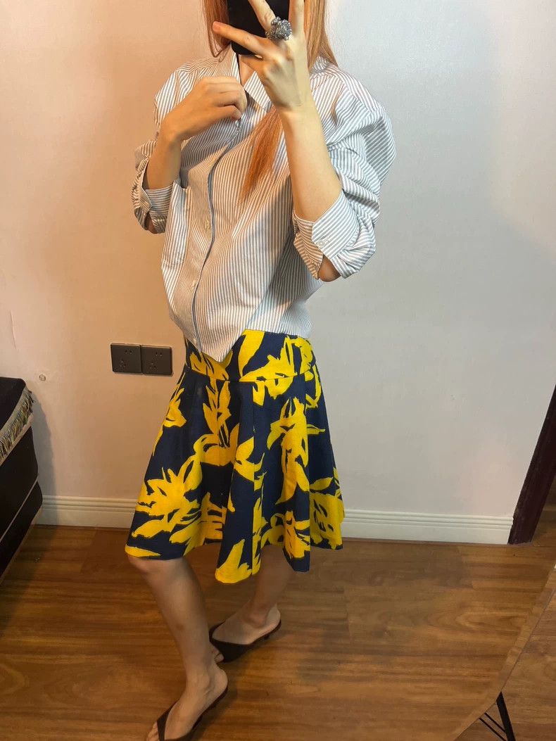 Dries Van Noten DRIES VAN NOTEN Yellow woolen leaf skirt Size 33" - 8 Thumbnail