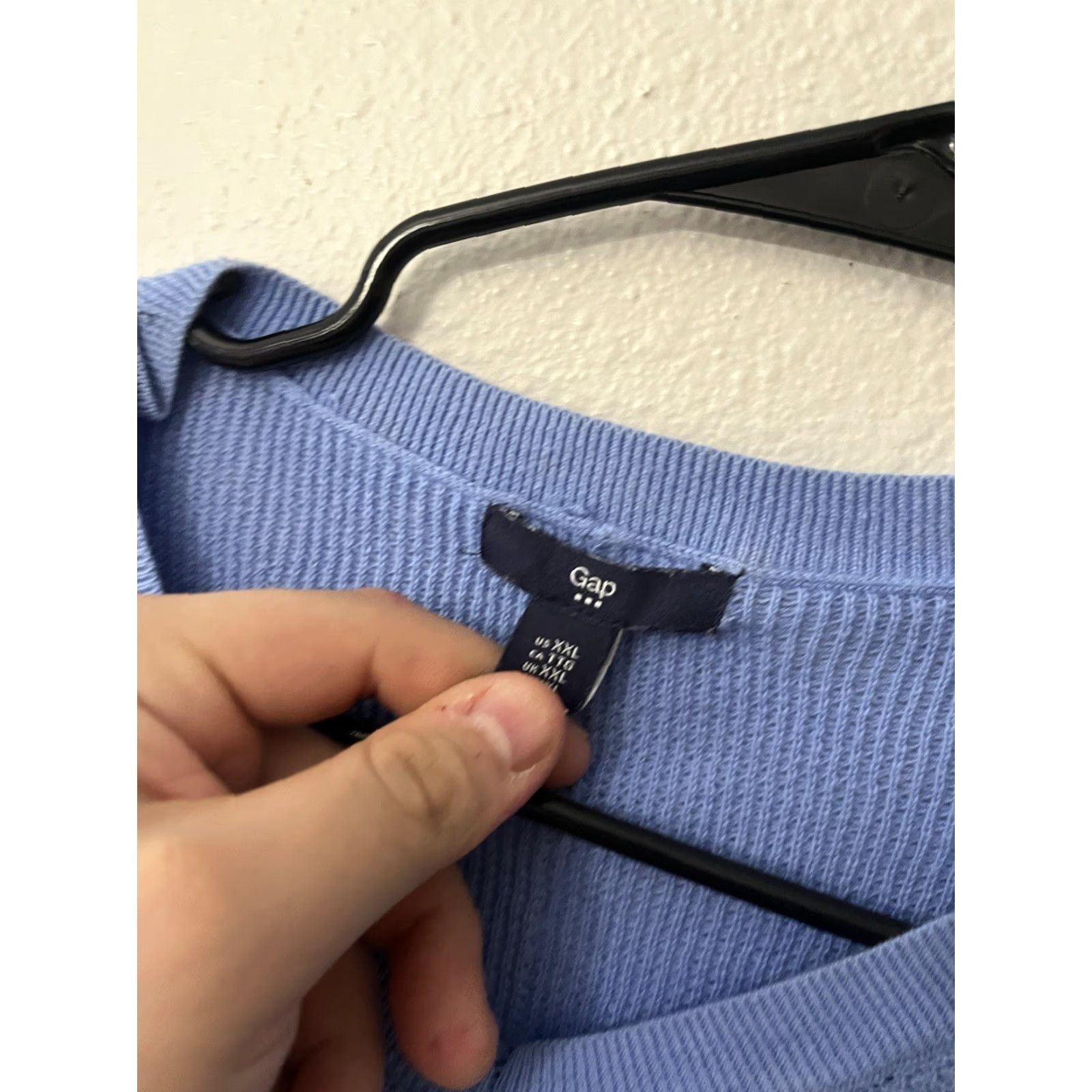 Gap GAP Sweater Women’s 2XL Blue Lightweight Knit V-Neck Long Sleeve Pullover Casual Workwear 90s Classic Geek Preppy School Teacher Womens Size XXL / US 16-18 / IT 52-54 - 3 Thumbnail