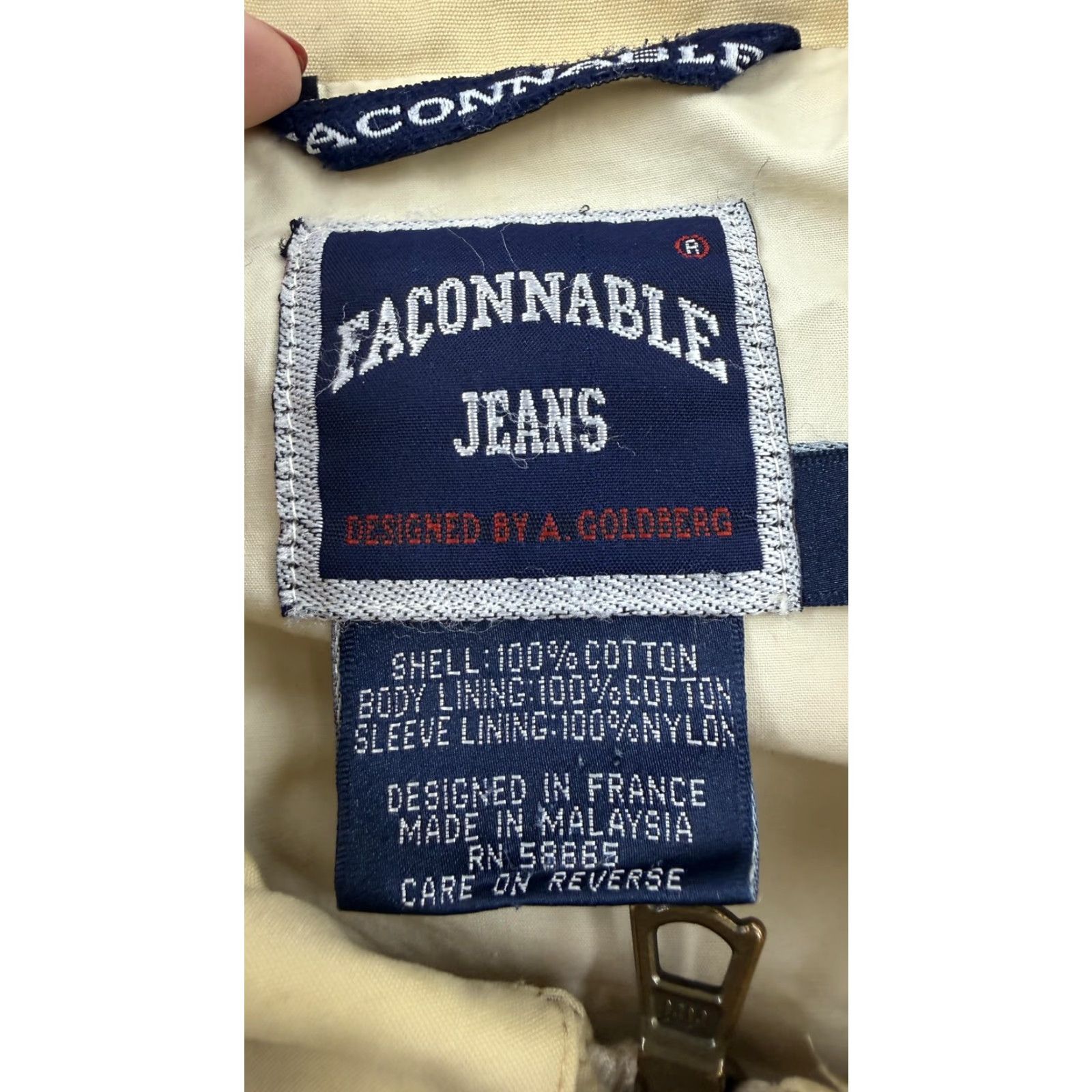 Faconnable Faconnable Jeans Coat Mens Large Beige Cotton Canvas Field Military Jacket Size US 33 - 6 Thumbnail