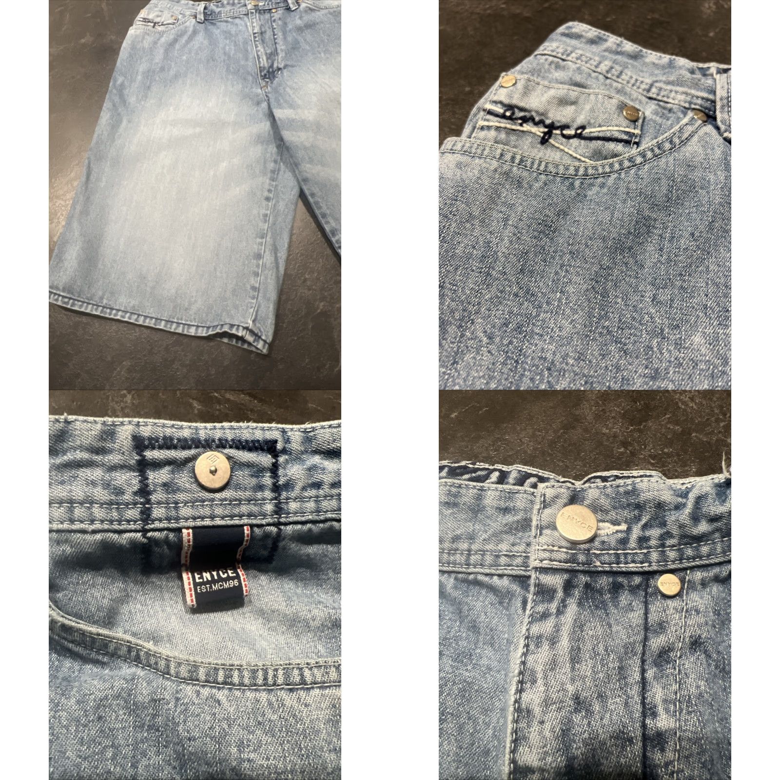 Enyce VINTAGE Enyce Bermuda Jeans Shorts Men 38 Blue Denim Embroidered Graffiti Baggy Jorts 90s Grunge Hip Hop Mens Size US 38 / EU 54 - 9 Thumbnail