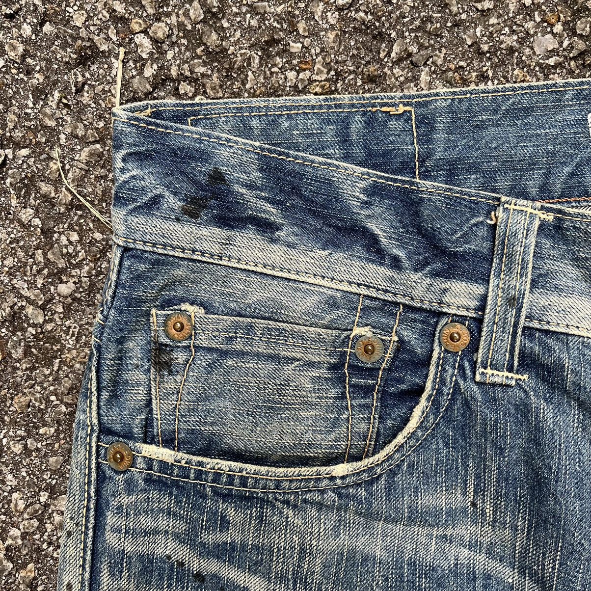Hysteric Glamour Flare Jeans Vintage Paint Mudwash Distressed Edwin Blue Trip Size US 31 - 6 Thumbnail