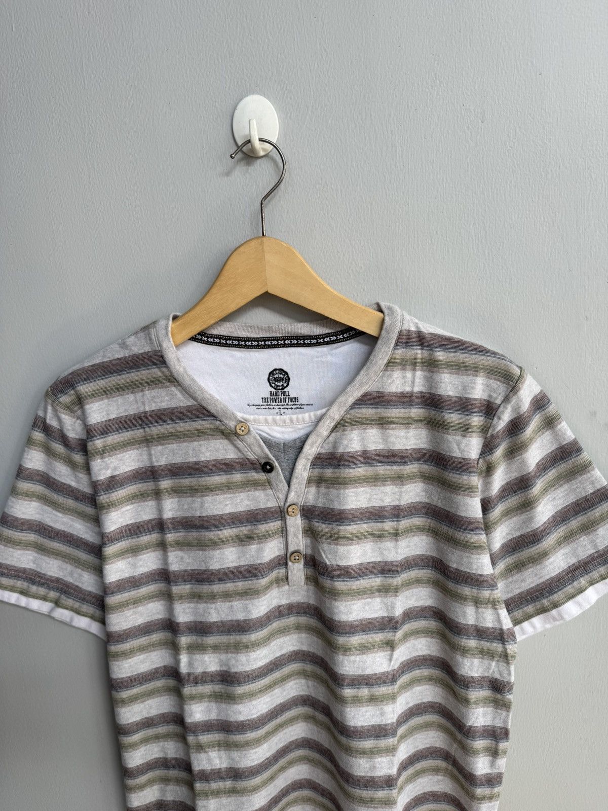 Japanese Brand DOUBLE LAYER STRIPED BY HARD PULL T SHIRT Size US M / EU 48-50 / 2 - 2 Thumbnail