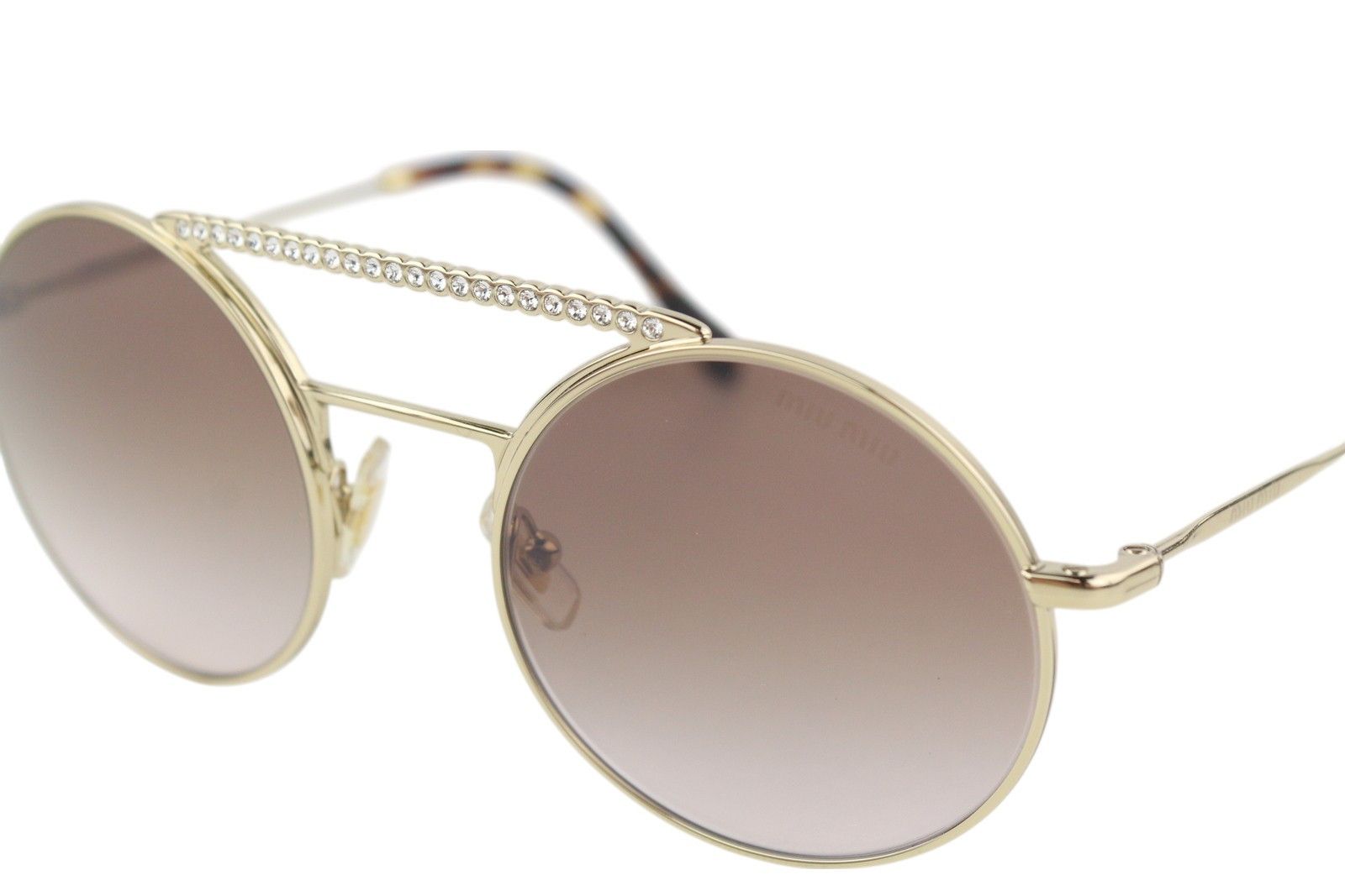 Miu Miu 52V OS Oval Shiny Gold Tone Frame 84806 Size ONE SIZE - 8 Thumbnail