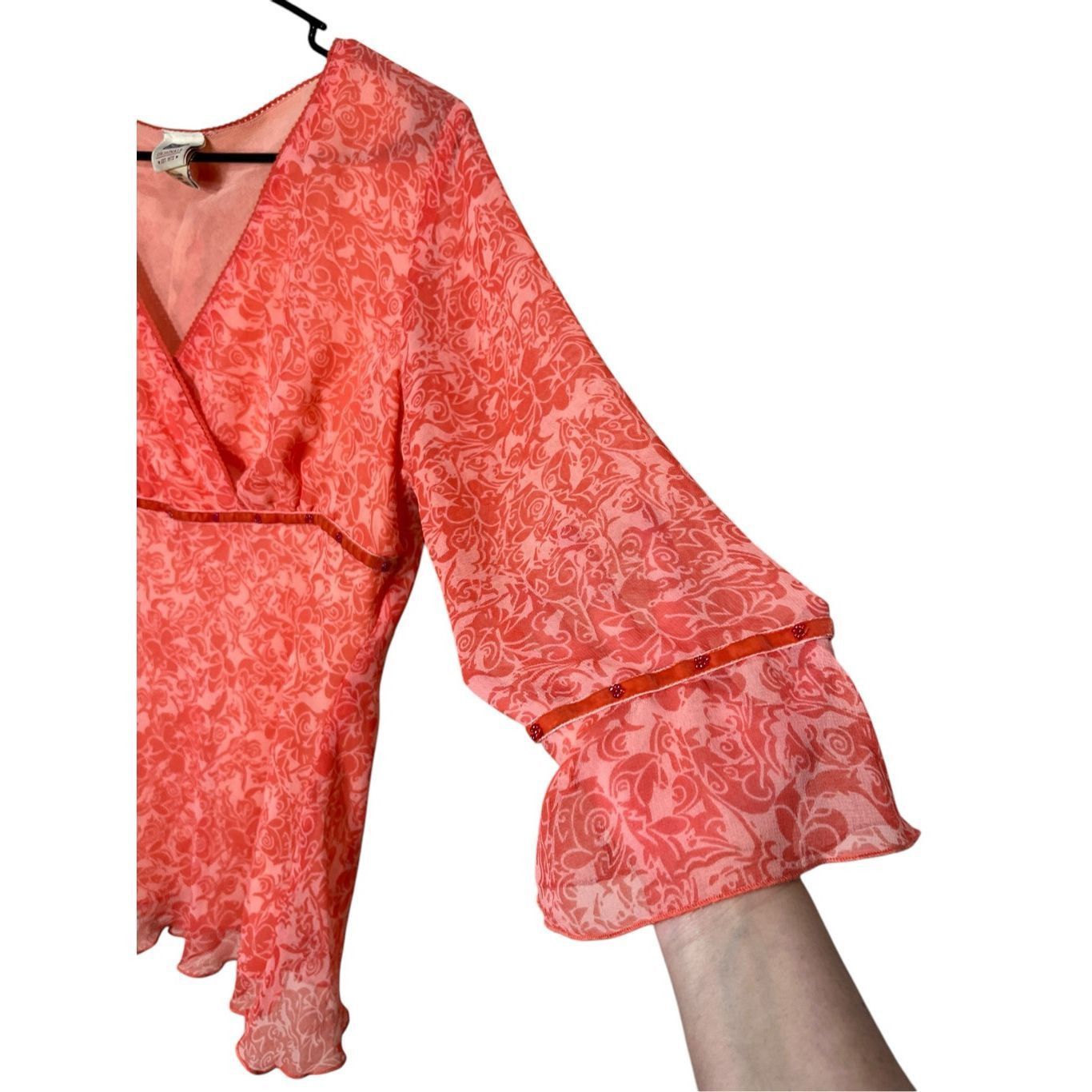 Faded Glory Vintage Faded Glory Y2K Pink Semi Sheer Blouse Size L Size L / US 10 / IT 46 - 4 Thumbnail