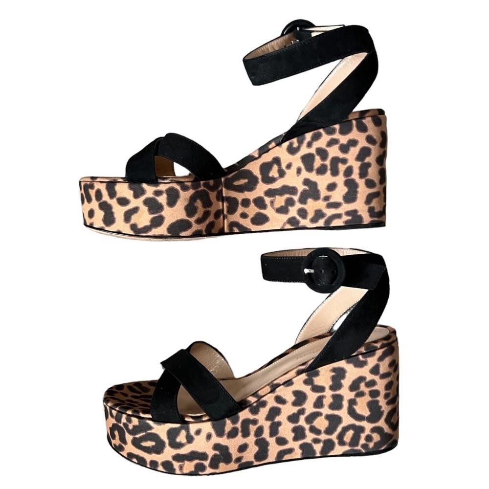 Gianvito Rossi Gianvito Rossi Leopard Print Wedge Sandals Size IT 37/US 7 Size US 7 / IT 37 - 8 Thumbnail