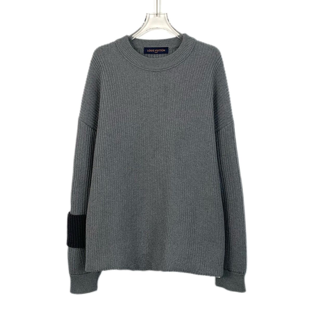 Louis Vuitton Lv Gray Monogrammed Appliquéd Wool Sweater