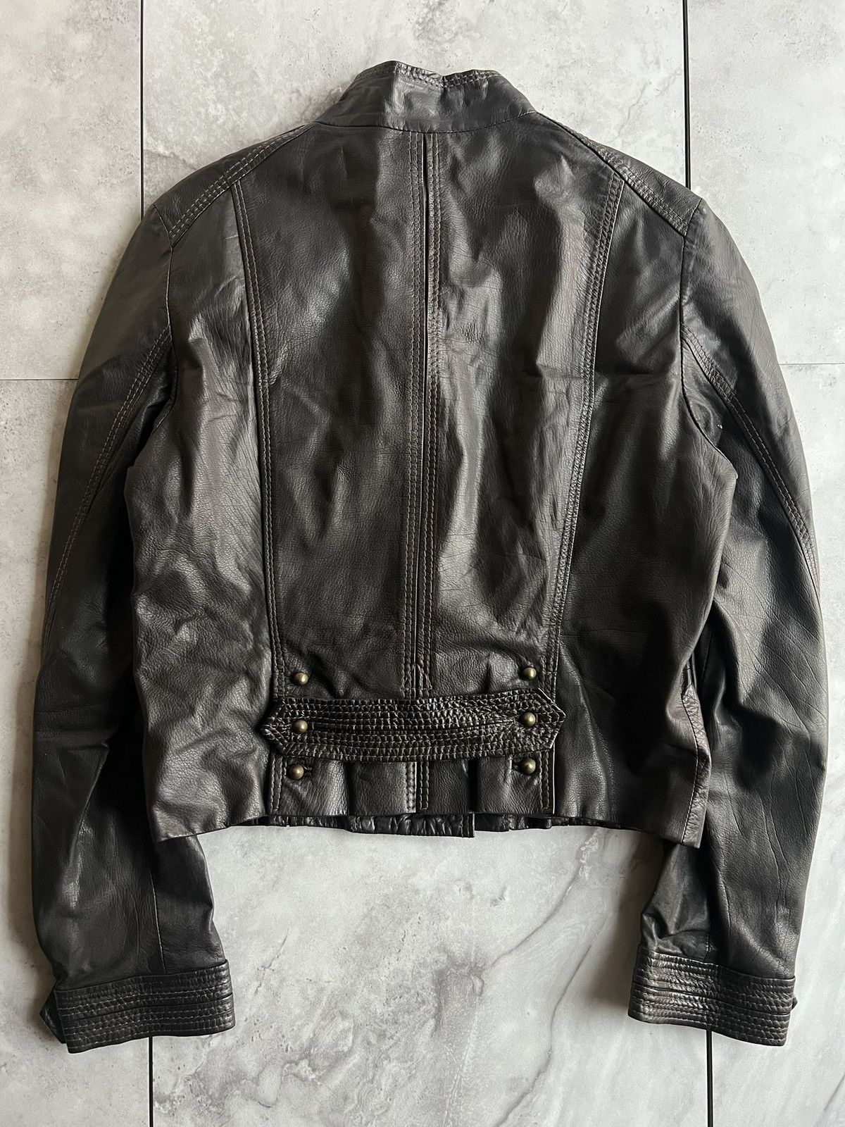 Hugo Boss 2000’s Hugo Boss Calf Leather Studded Military Jacket Size S / US 4 / IT 40 - 4 Thumbnail