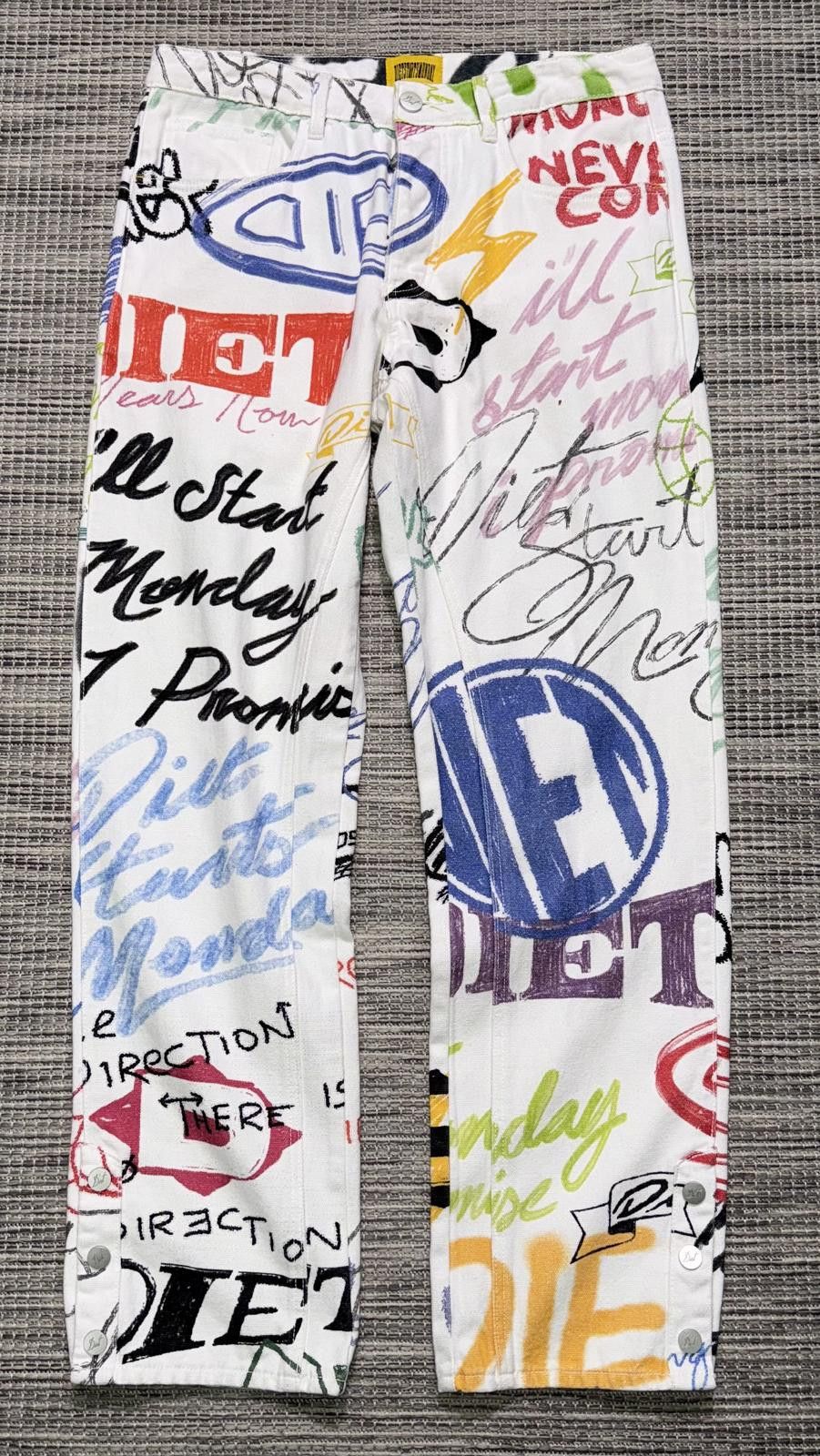 Diet Starts Monday Scribble Denim Pants