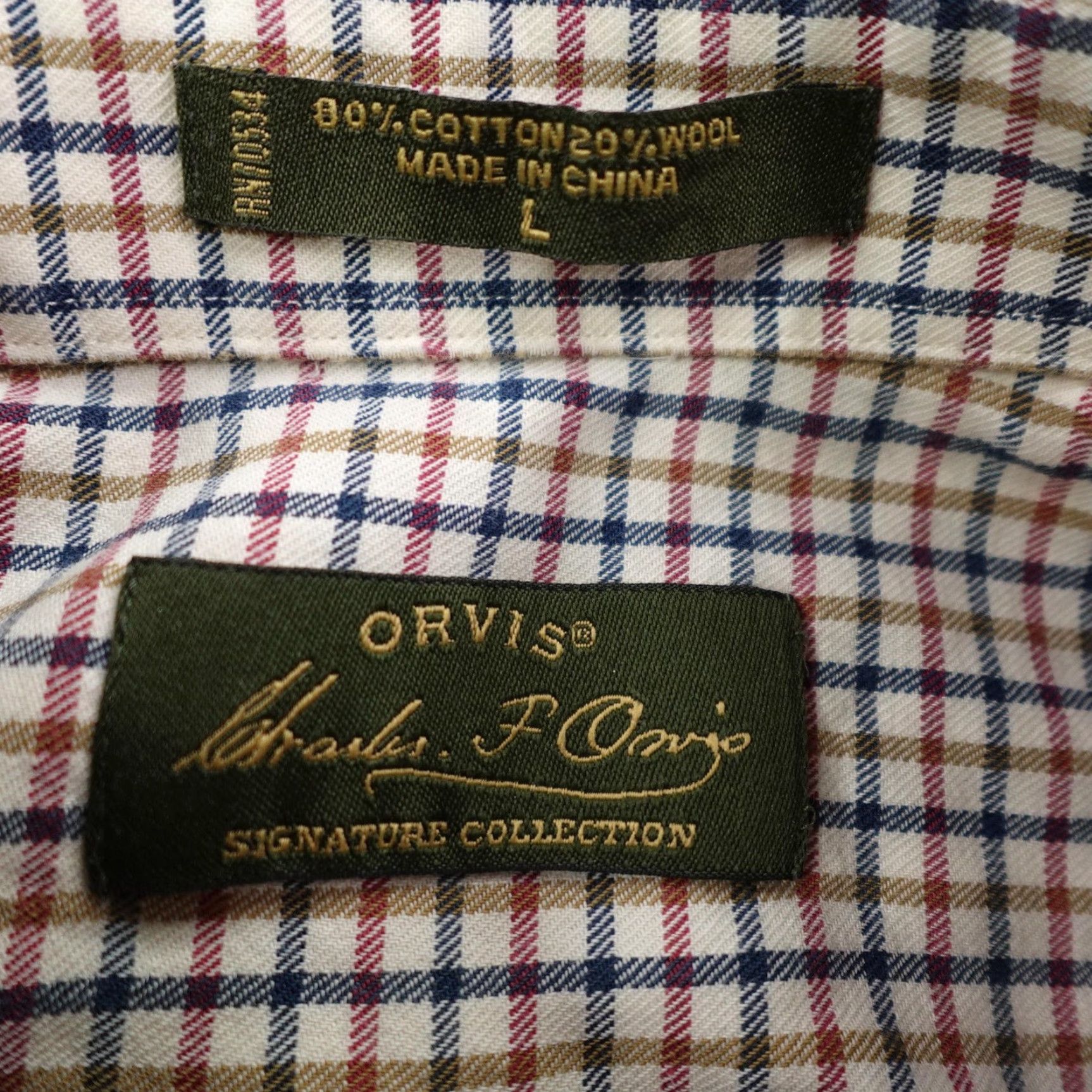 Orvis Orvis Shirt Mens Large Plaid Twill Wool Blend Button Up Signature Collection Multicolor Check Size US L / EU 52-54 / 3 - 7 Thumbnail