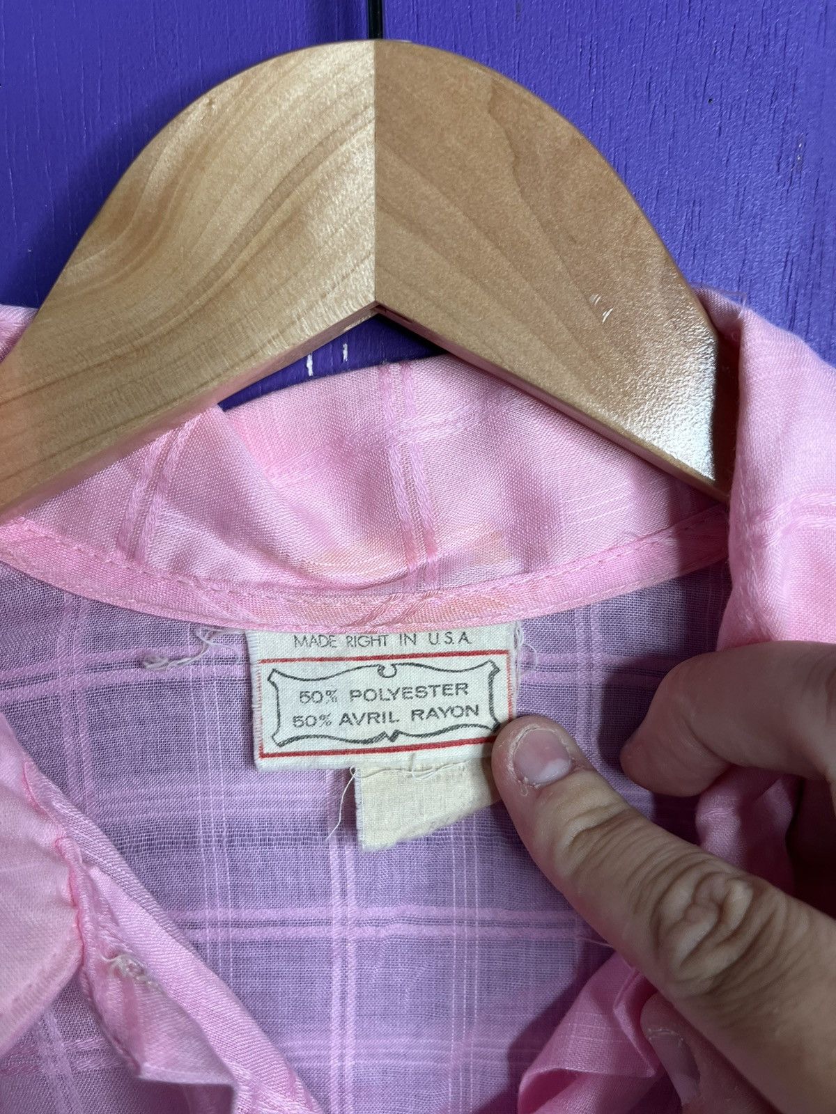 Vintage Vintage 70s Pink squares button up shirt Size M / US 6-8 / IT 42-44 - 4 Thumbnail