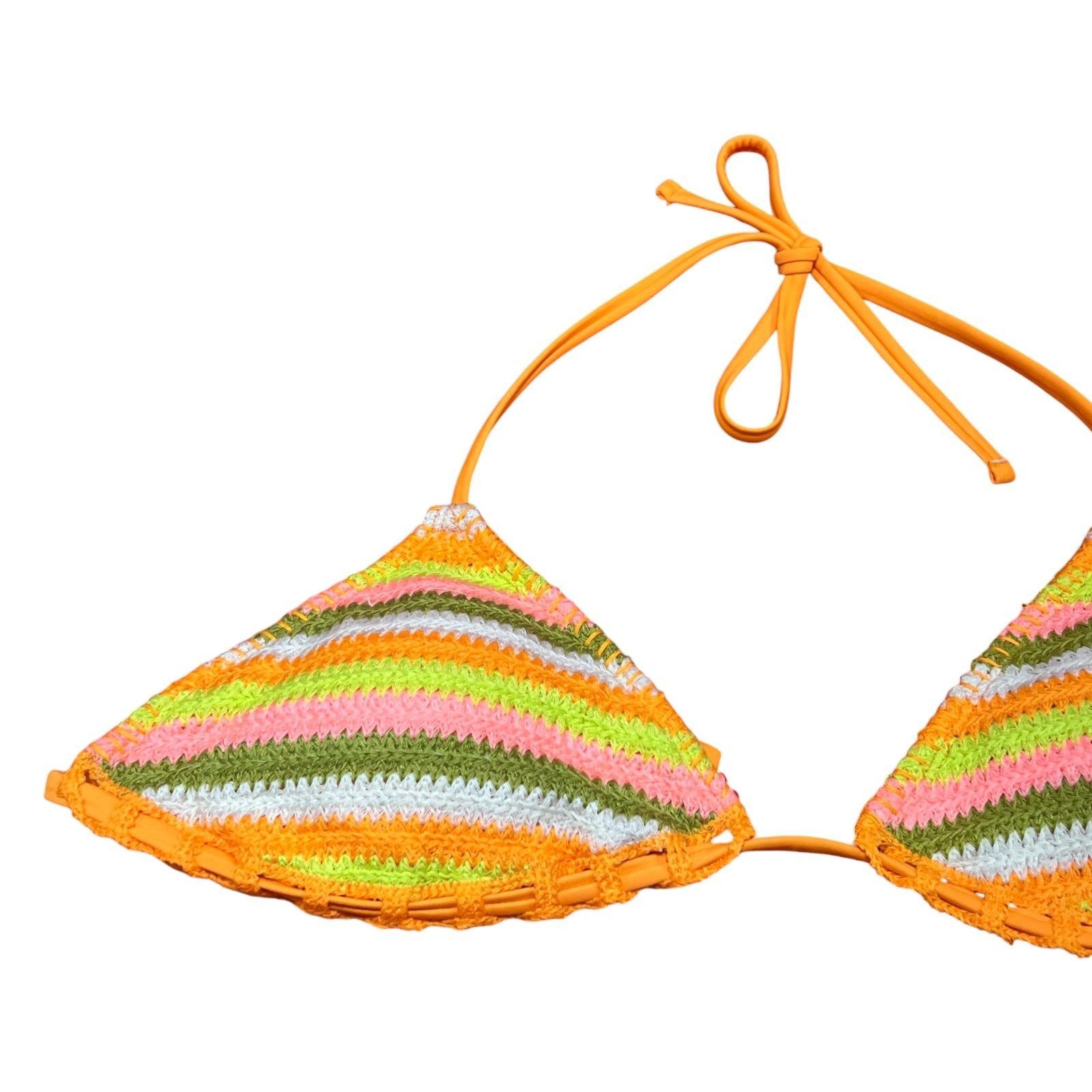 Other Wild Fable - Women's Crochet Triangle Bikini Top - Orange - Size ONE SIZE - 11 Thumbnail