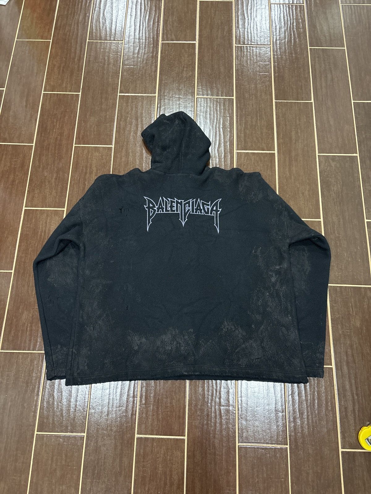 Balenciaga NEW Balenciaga Paris Moon Crinkled Wool Hoodie SZ M/Fits XL Size US XL / EU 56 / 4 - 5 Thumbnail