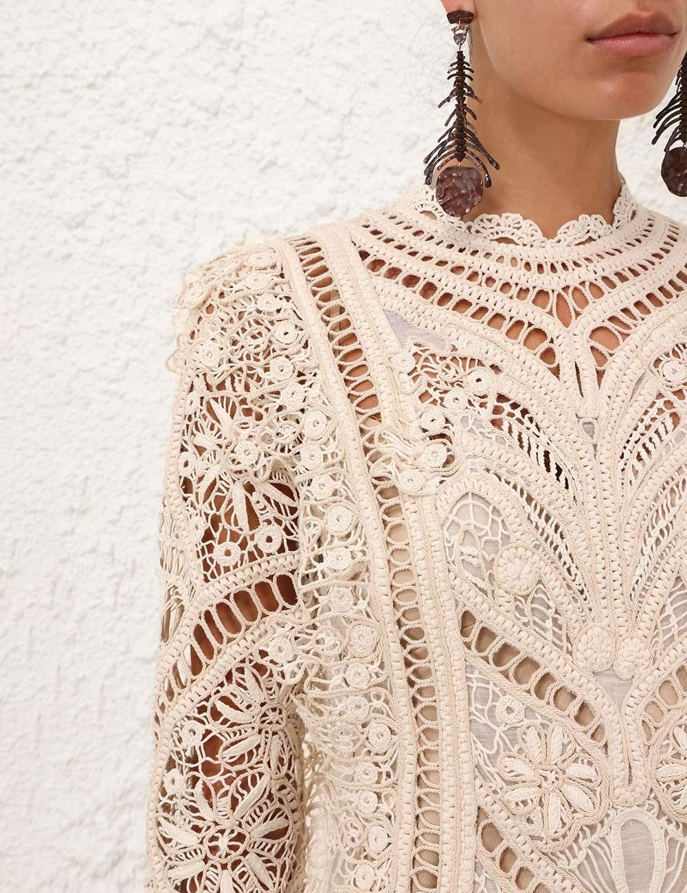 Zimmermann oc11z0226 Illuminate Cornelli Mini Dress In Cream Size S / US 4 / IT 40 - 5 Thumbnail