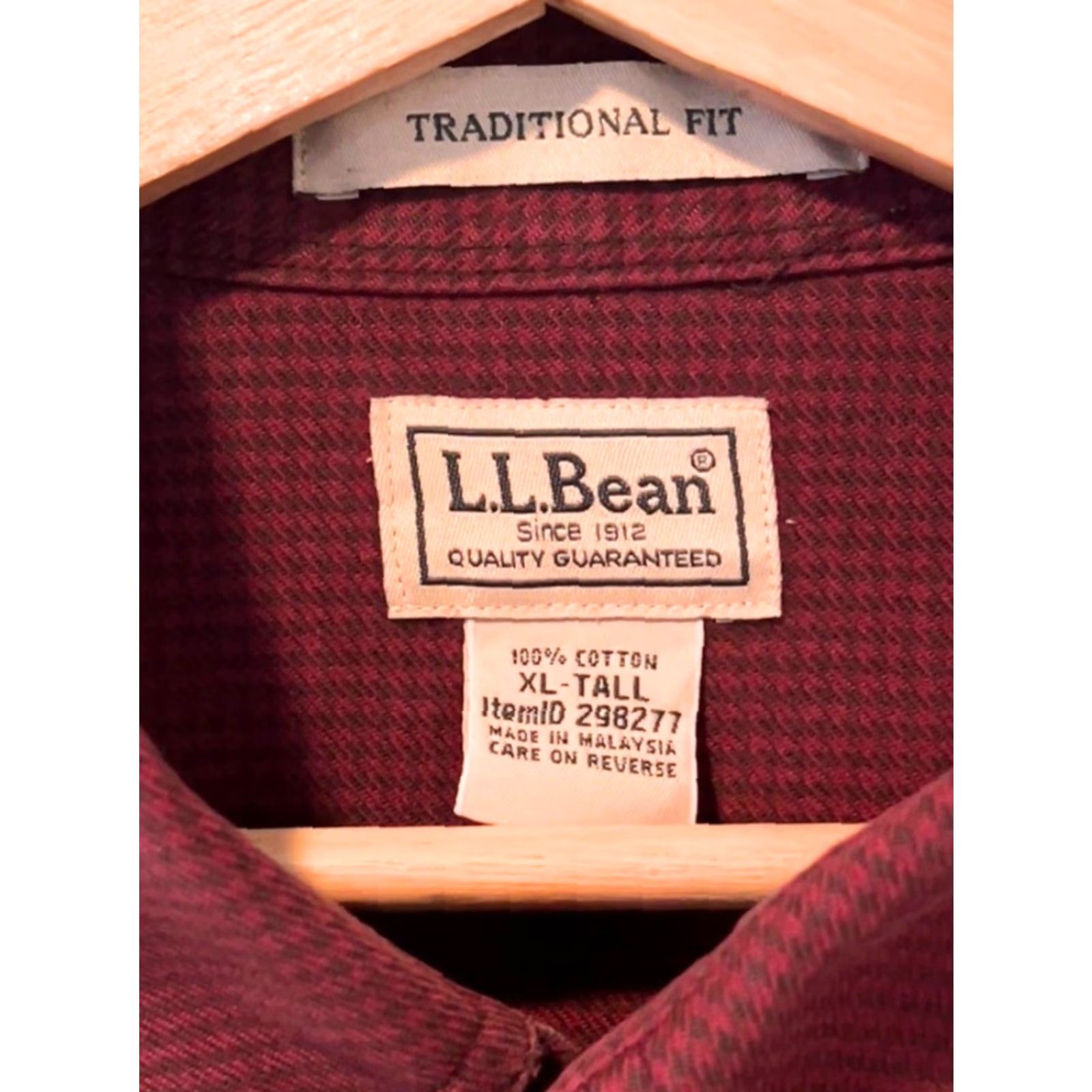 Vintage L.L. Bean Wicked Good Flannel Shirt Mens XL Tall Burgundy Red Houndstooth Button-Down Pocket Classic Outdoor Size US XL / EU 56 / 4 - 4 Thumbnail