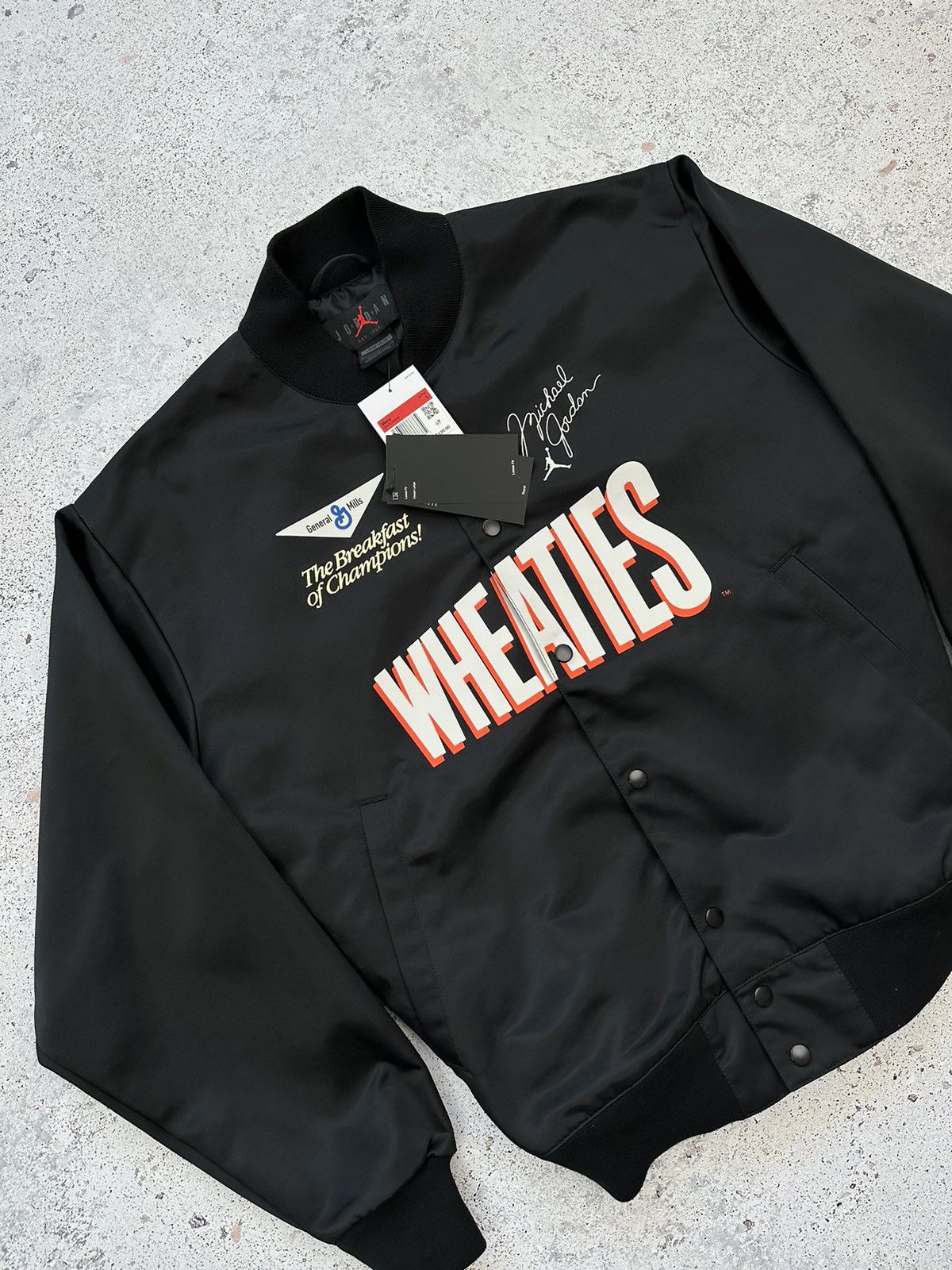 Jordan Brand × Nike Jordan Flight MVP Wheaties varsity bomber jacket Men L black Size US L / EU 52-54 / 3 - 4 Thumbnail