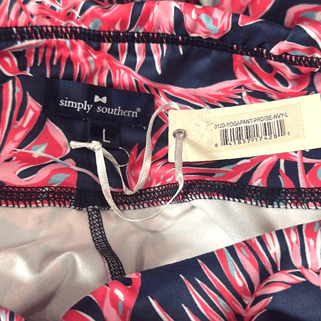 Paradise Simply Southern Leggings Women L Paradise Blue Pink Multicolor Capri New Size 36" / US 14 / IT 50 - 7 Thumbnail