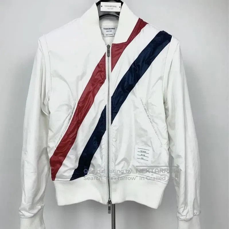 Thom Browne Thom Browne White Cotton Bomber Jacket . Size US S / EU 44-46 / 1 - 1 Thumbnail