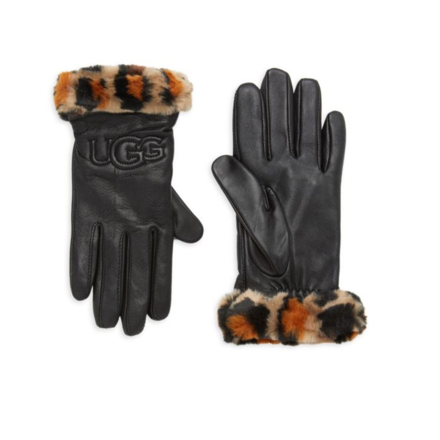 Ugg UGG Logo Leather Faux Fur Cuff Gloves L (Runs small in size) Size ONE SIZE - 1 Thumbnail