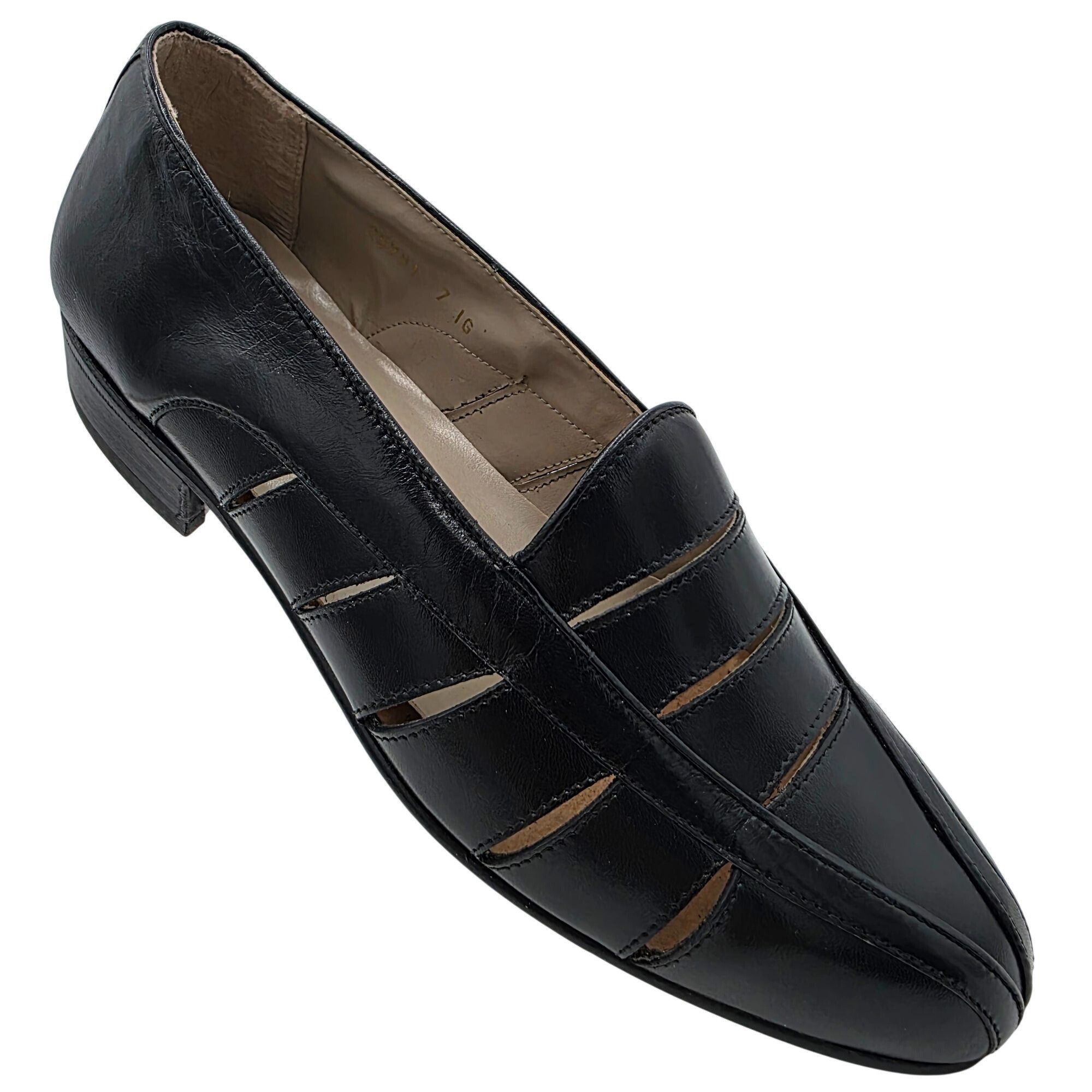 Other Vintage NEW Brassboot Spain Men 7 Black Leather Loafer Dress Size US 7 / EU 40 - 1 Thumbnail