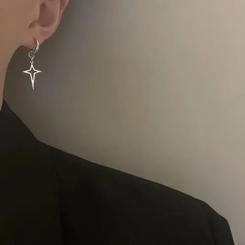 High Sport × Other × Sterling Silver 925 Silver Plated Cross Star Drop Earrings for Men Women Size ONE SIZE - 4 Thumbnail