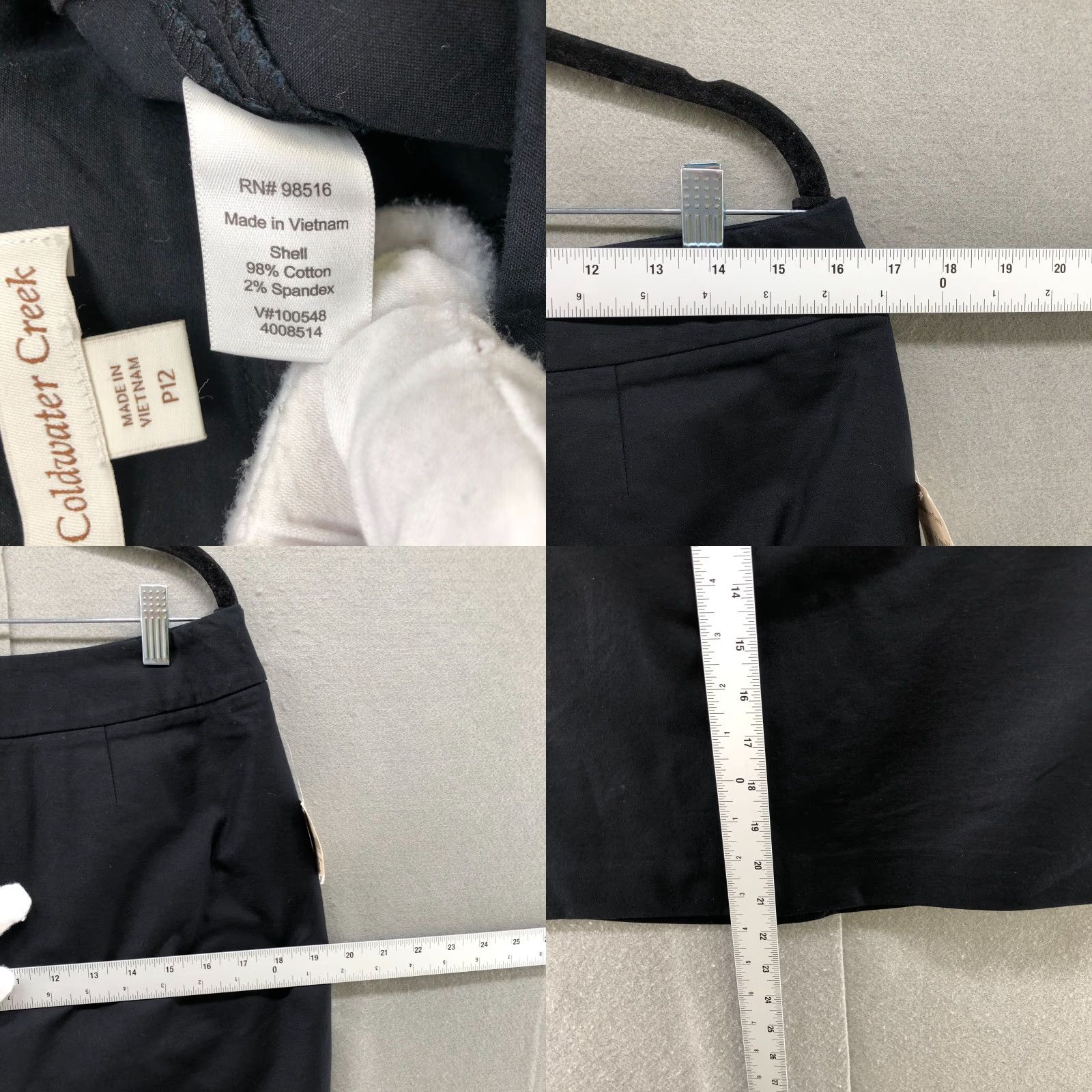 Coldwater Creek NWT Coldwater Creek Black Pencil Skirt 12P Cotton Stretch Career Workwear Womens Size 34" / US 12 / IT 48 - 8 Thumbnail