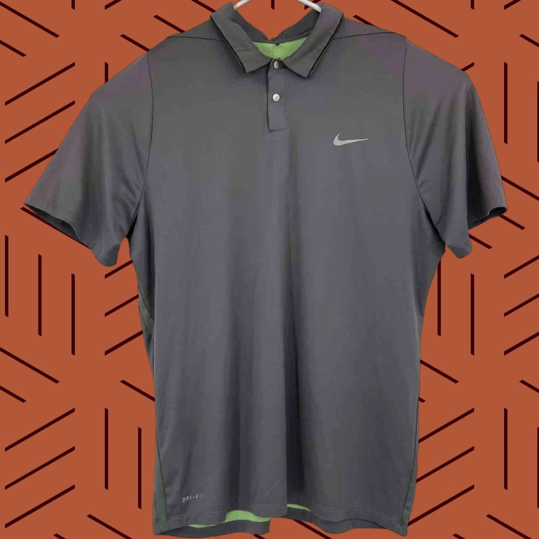 Nike Tiger Woods Collection Shirt DRI-FIT Golf Polo Gray Sz Large 726201-065 Mens
