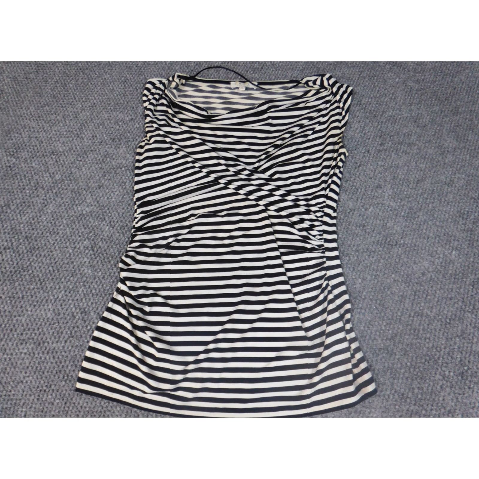 Vintage Chaus Blouse Shirt Womens S Black Striped Crew Neck Pullover Stretch Casual Button Size S / US 4 / IT 40 - 2 Thumbnail
