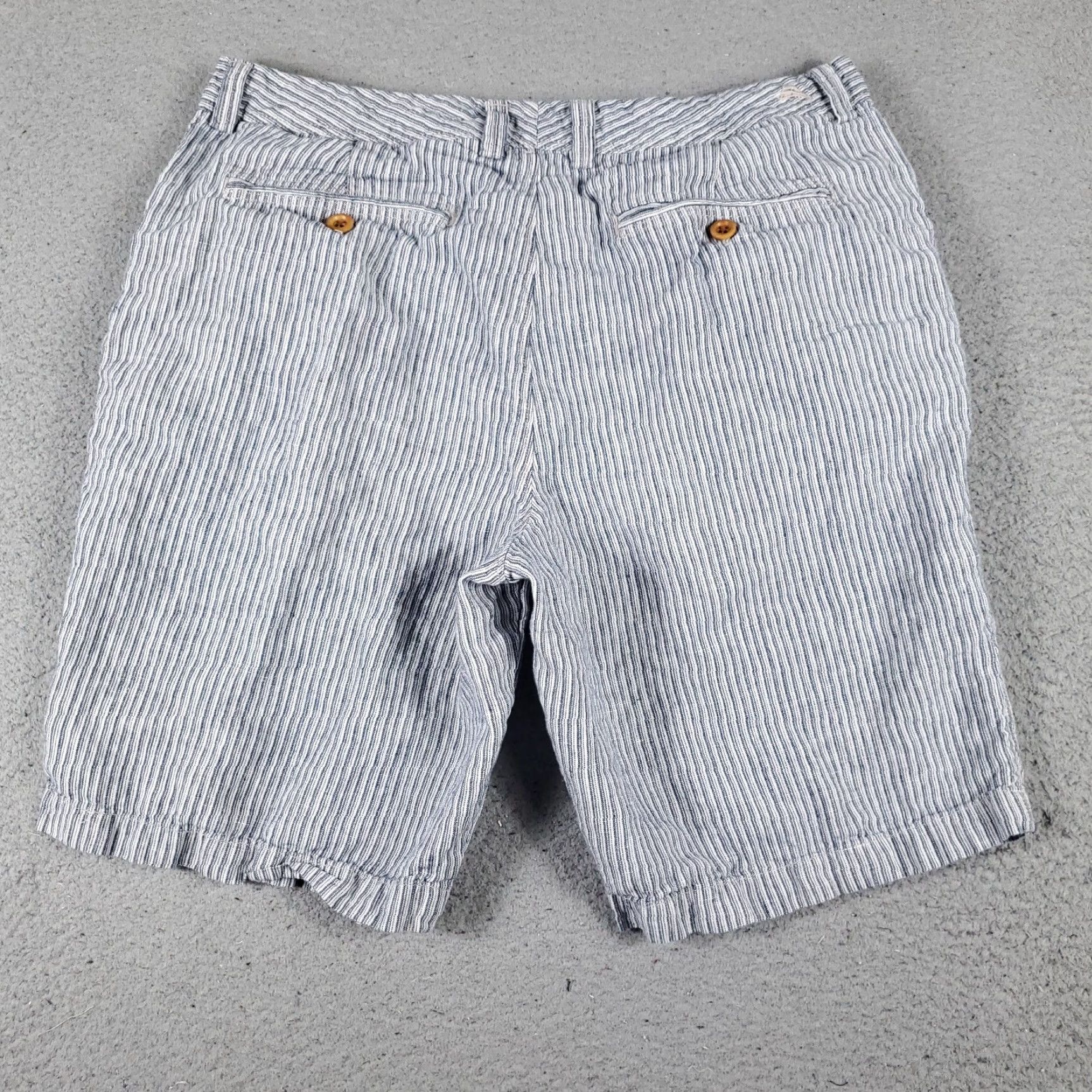 Tommy Bahama VINTAGE Tommy Bahama Shorts Mens Size 33 Linen Blue Striped Flat Front Chino Casual Dress Size US 33 - 7 Thumbnail