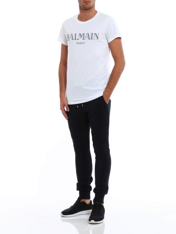 Balmain o1s1wg110925 Logo Print T-Shirt in White Size US XL / EU 56 / 4 - 4 Thumbnail