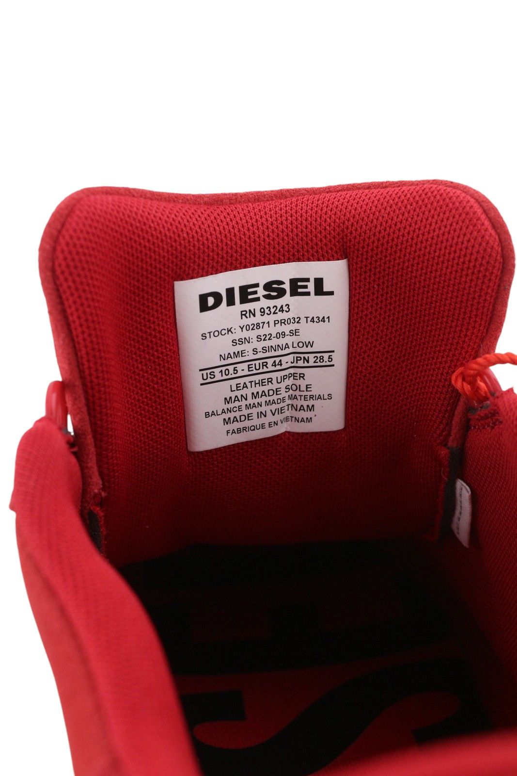 Diesel S-SINNA LOW EU44 Red Leather Low Top Logo 41106 Size US 11 / EU 44 - 11 Thumbnail