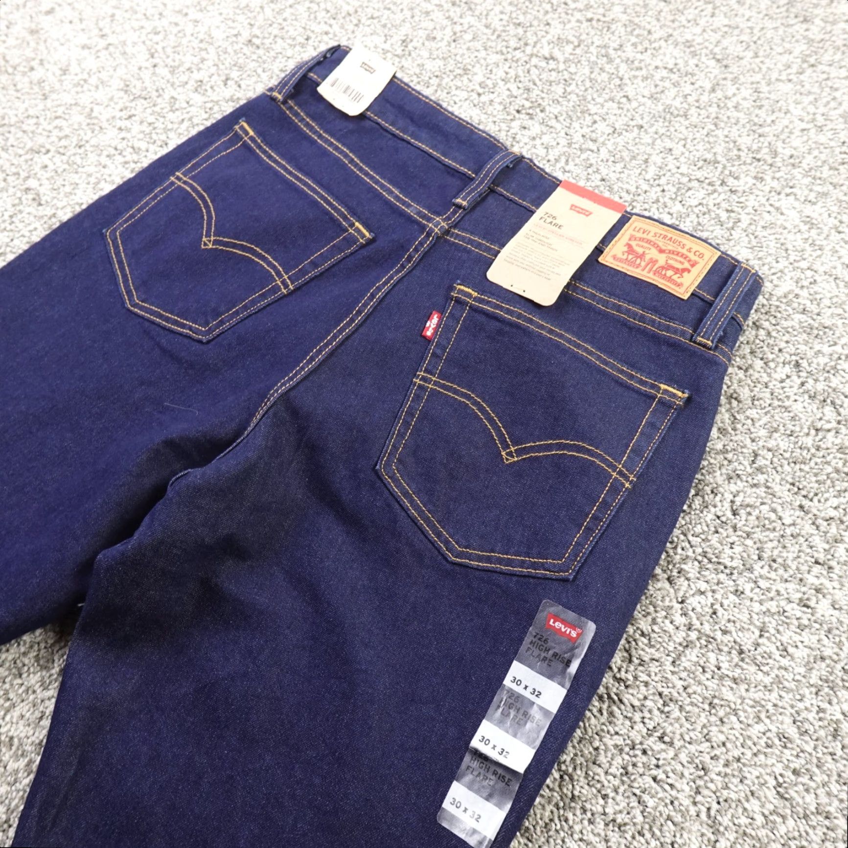 Levi's Levi's Jeans Womens 30 Dark Blue Denim 726 Flare High Rise Stretch Boho Hippie 70s Festival Cowboy Ranch Western Vintage No Size 30" / US 8 / IT 44 - 2 Thumbnail