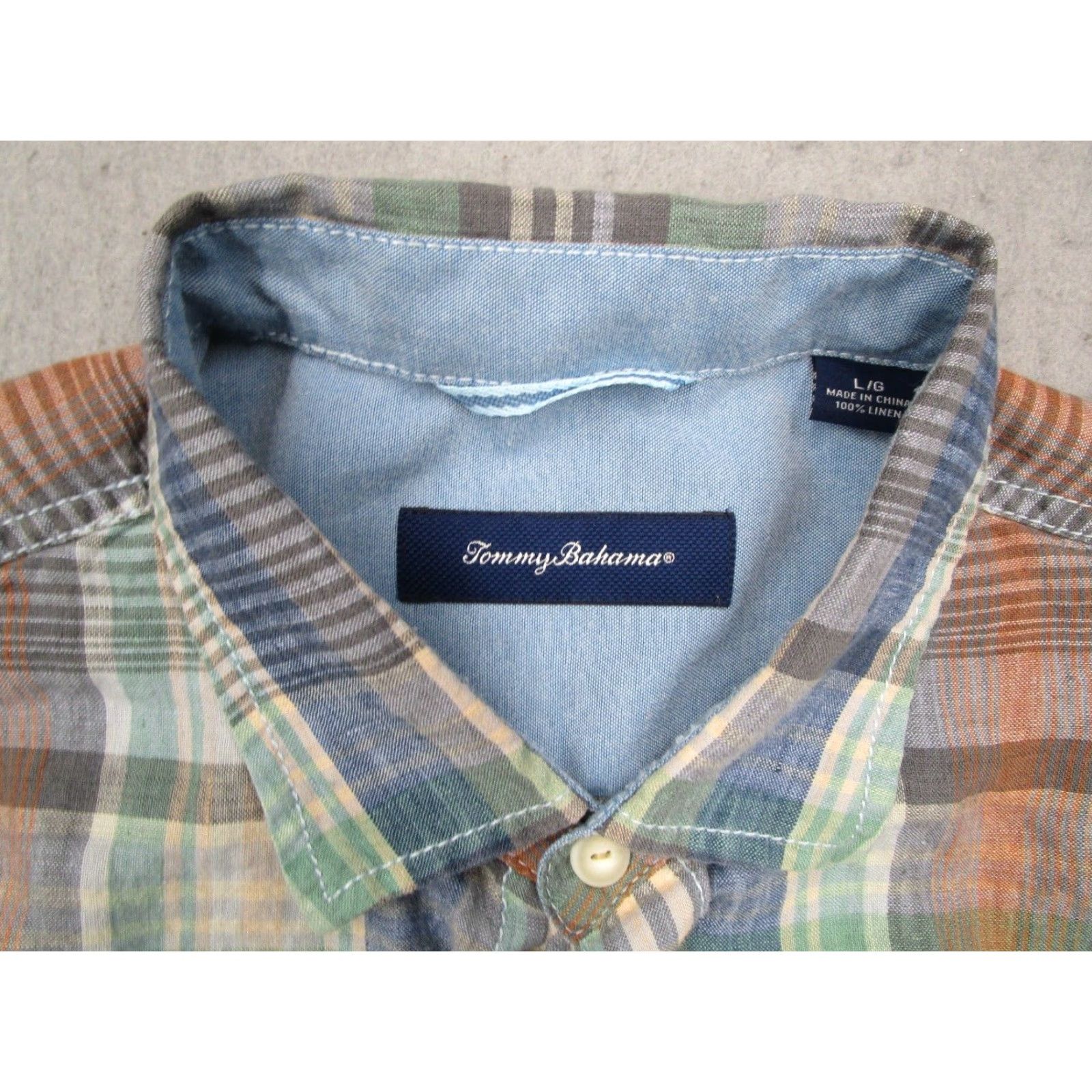Tommy Bahama VINTAGE Tommy Bahama Men's Large Plaid Linen Button-Up Shirt Long Sleeve Casual Travel Beach Size US L / EU 52-54 / 3 - 3 Thumbnail