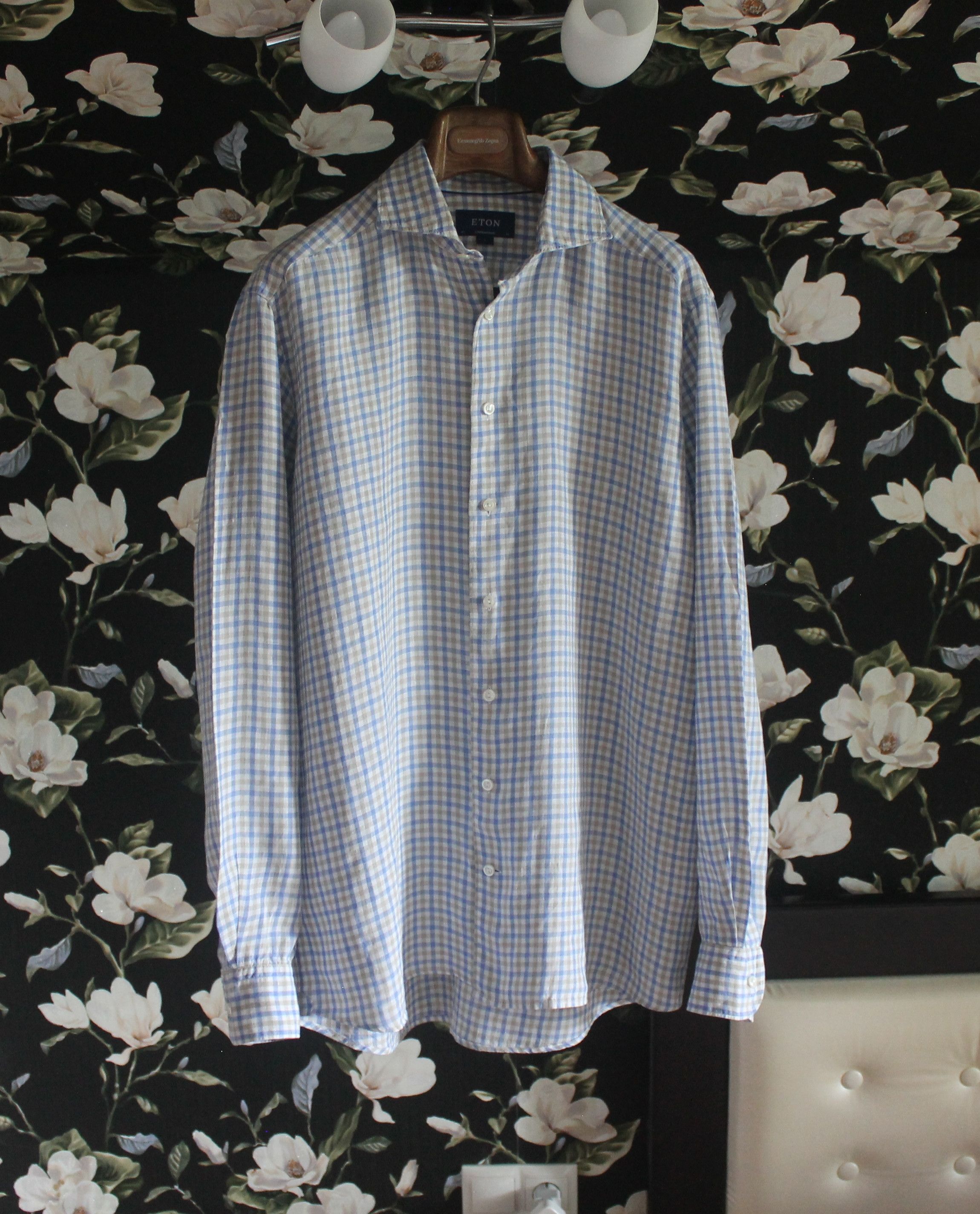 Eton Eton Check Linen Shirt Size US L / EU 52-54 / 3 - 1 Thumbnail