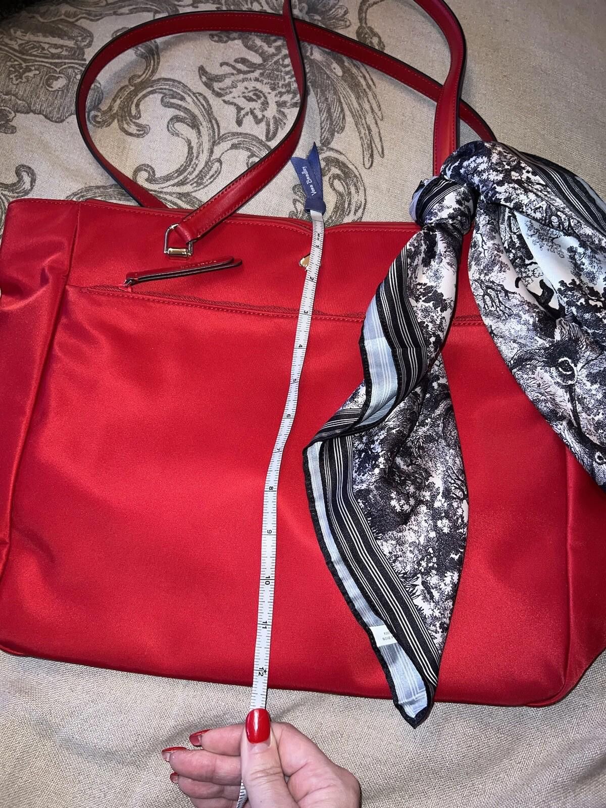 Kate Spade NEW Kate Spade Red Nylon Handbag Purse Tote Bag w/ Scarf Size ONE SIZE - 5 Thumbnail
