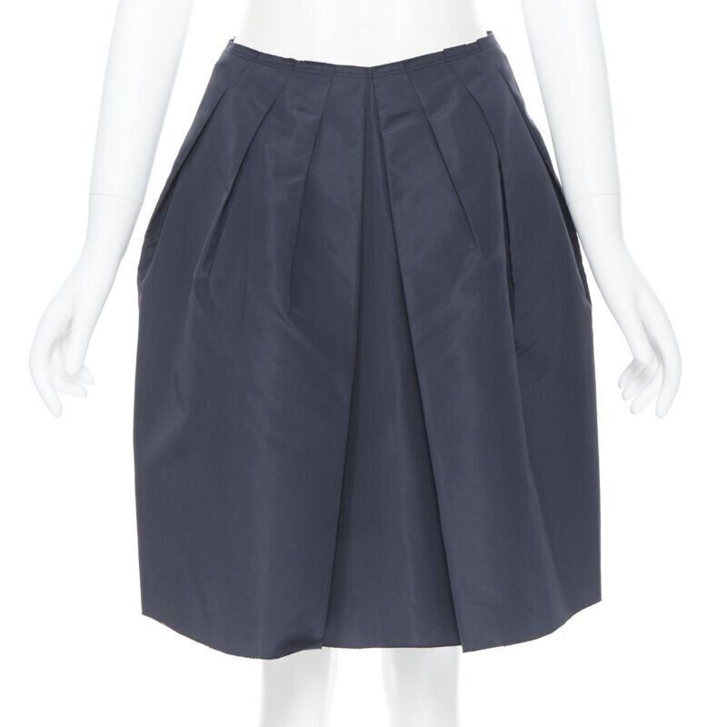 Prada PRADA black cotton pleated front A-lone skirt IT38 27" Size 26" / US 2 / IT 38 - 1 Thumbnail