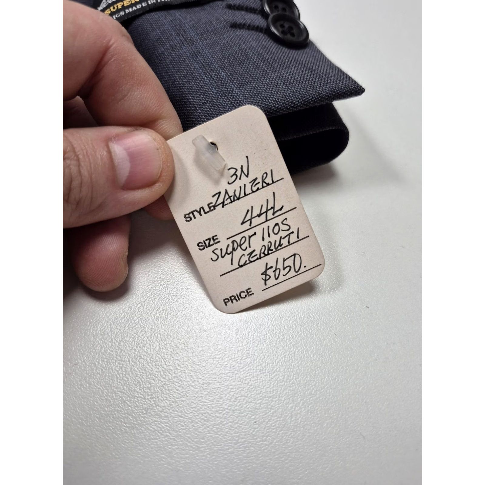 Vintage Zanieri Suit Mens 44 Long Gray Wool Super 110s Cerruti 38x37 Italy NWT FLAW Size 44R - 7 Thumbnail